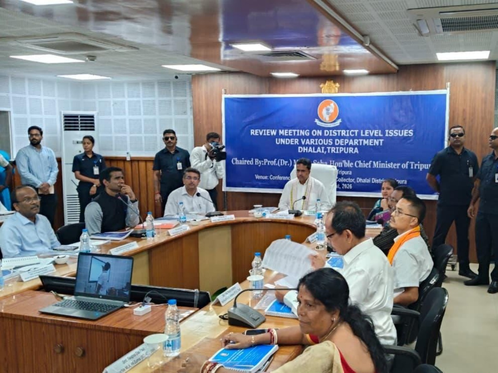 Tripura Chief Minister Manik Saha chaired a review meeting on Monday (Photo\ANI)