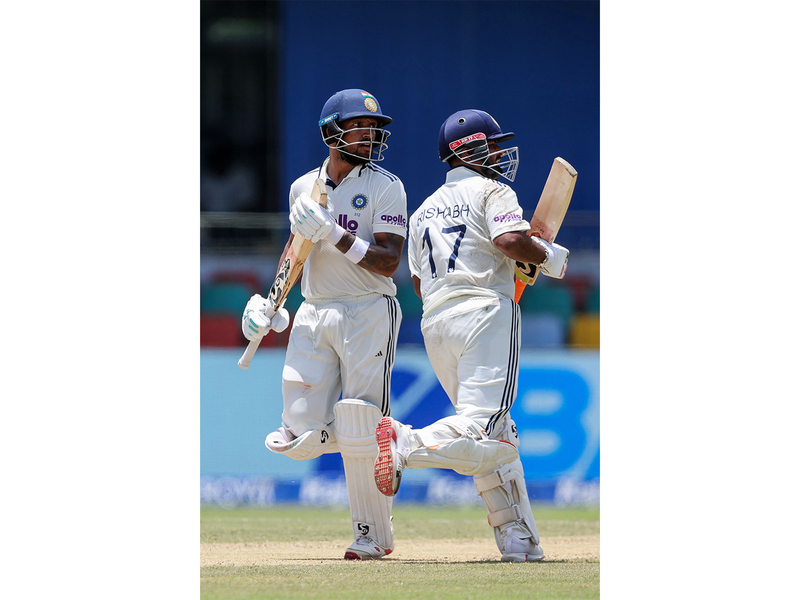 Indian batters Dhruv Jurel (L) and Rishabh Pant. (Photo: ANI)