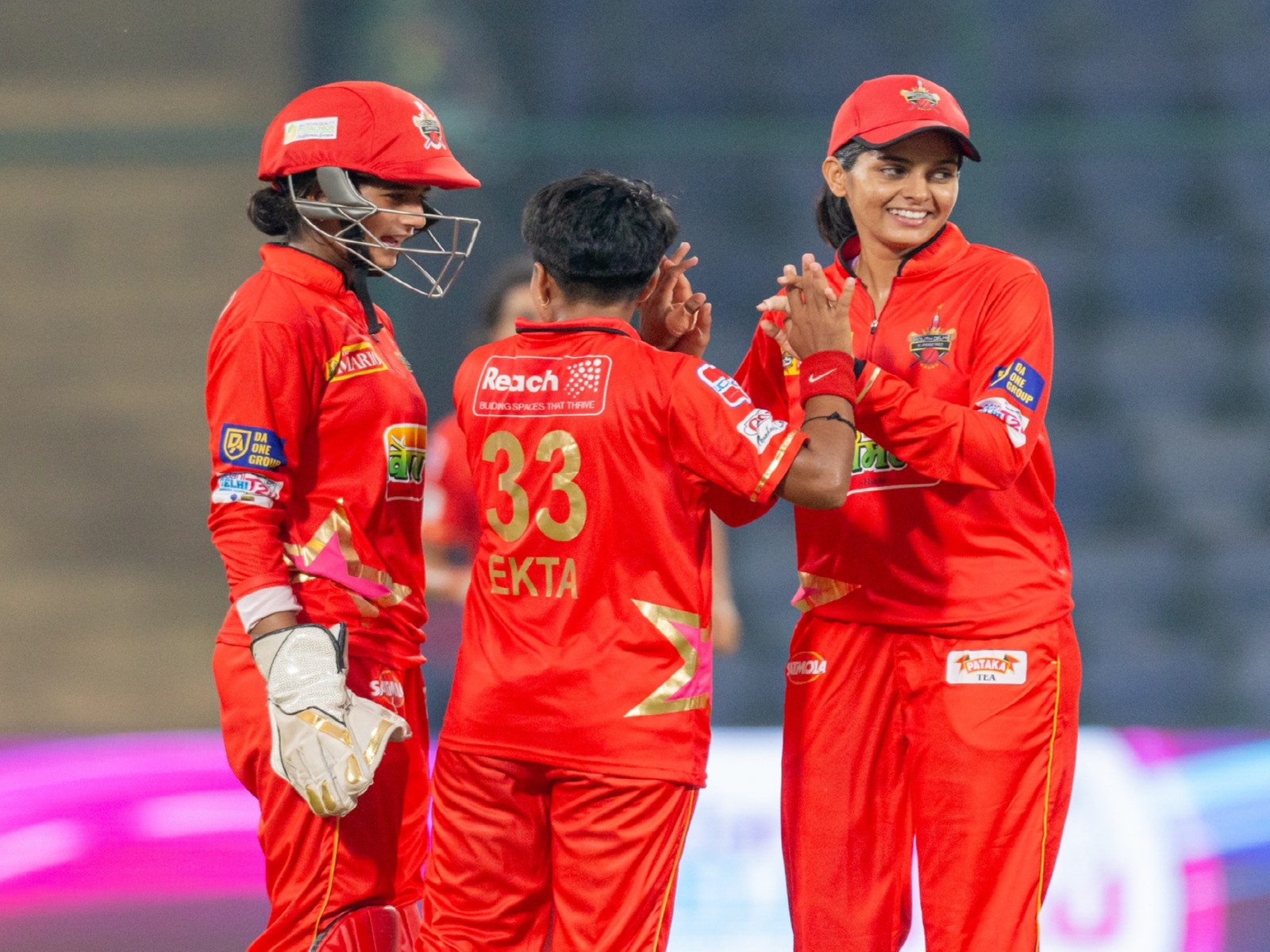South Delhi Superstarz players celebrating after a wicket in the Women's DPL 2026. (Photo: DPL)