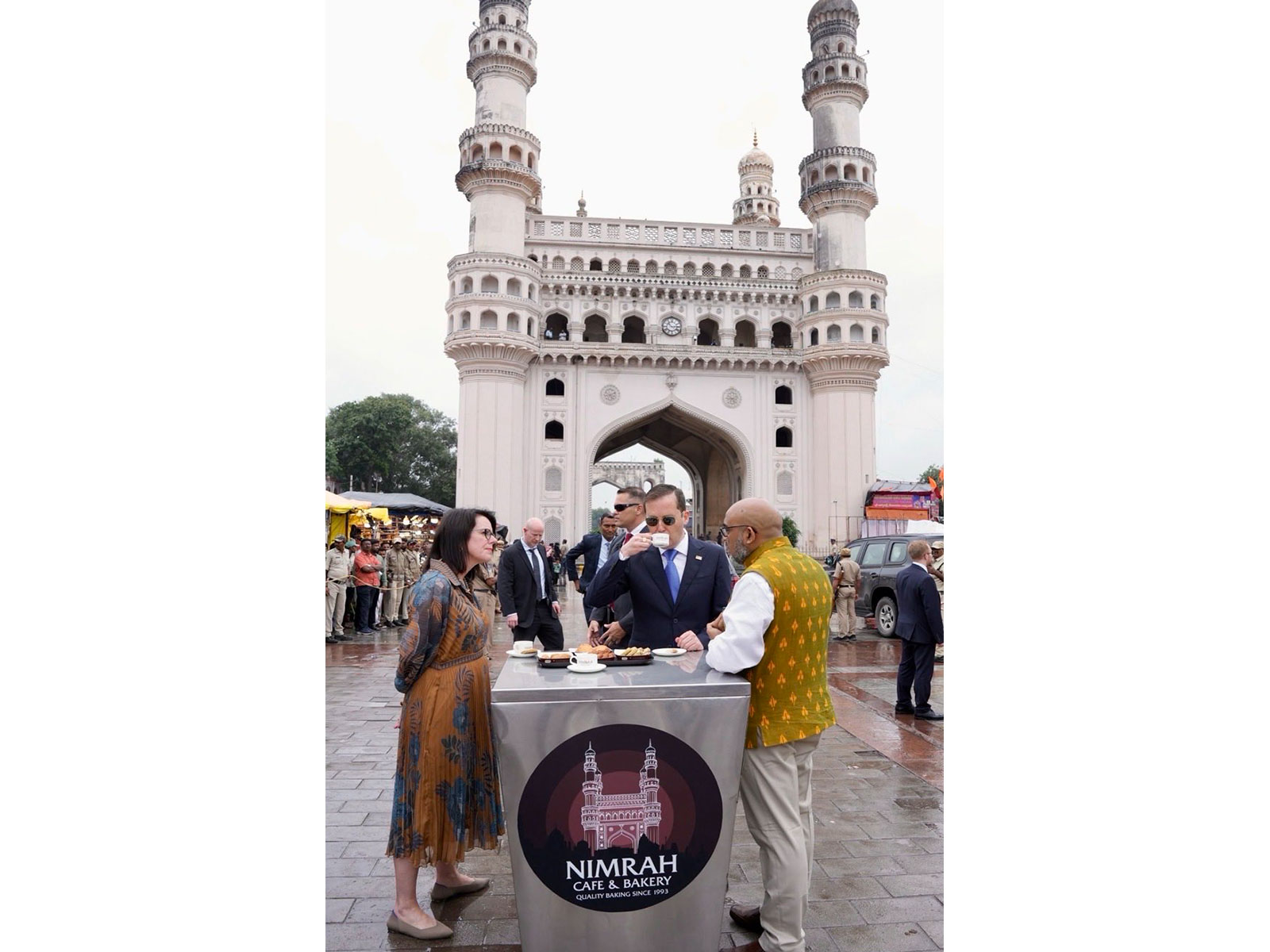 US Envoy Gor visits Charminar, enjoys tea (Photo/X@USAmbIndia)