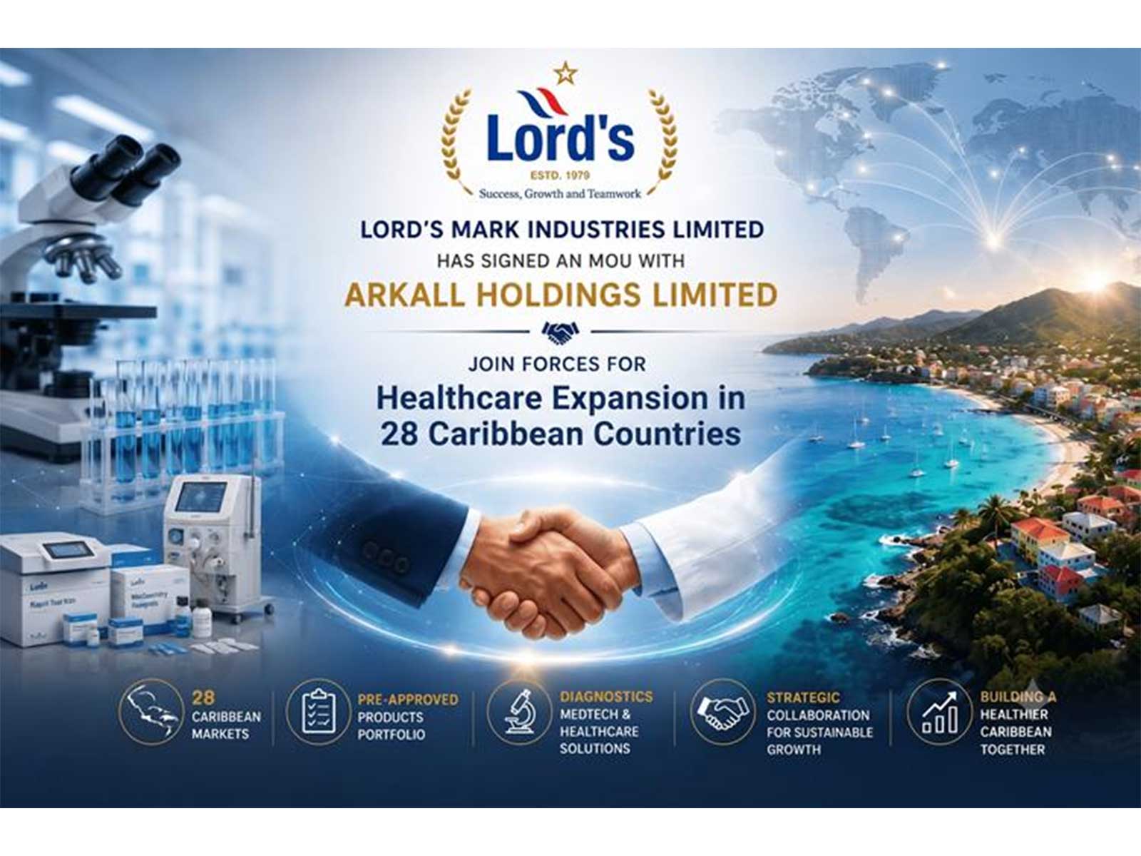 Lord's Mark Industries Limited and ARKALL Holdings Limited Join Forces For Healthcare Expansion in 28 Caribbean Countries