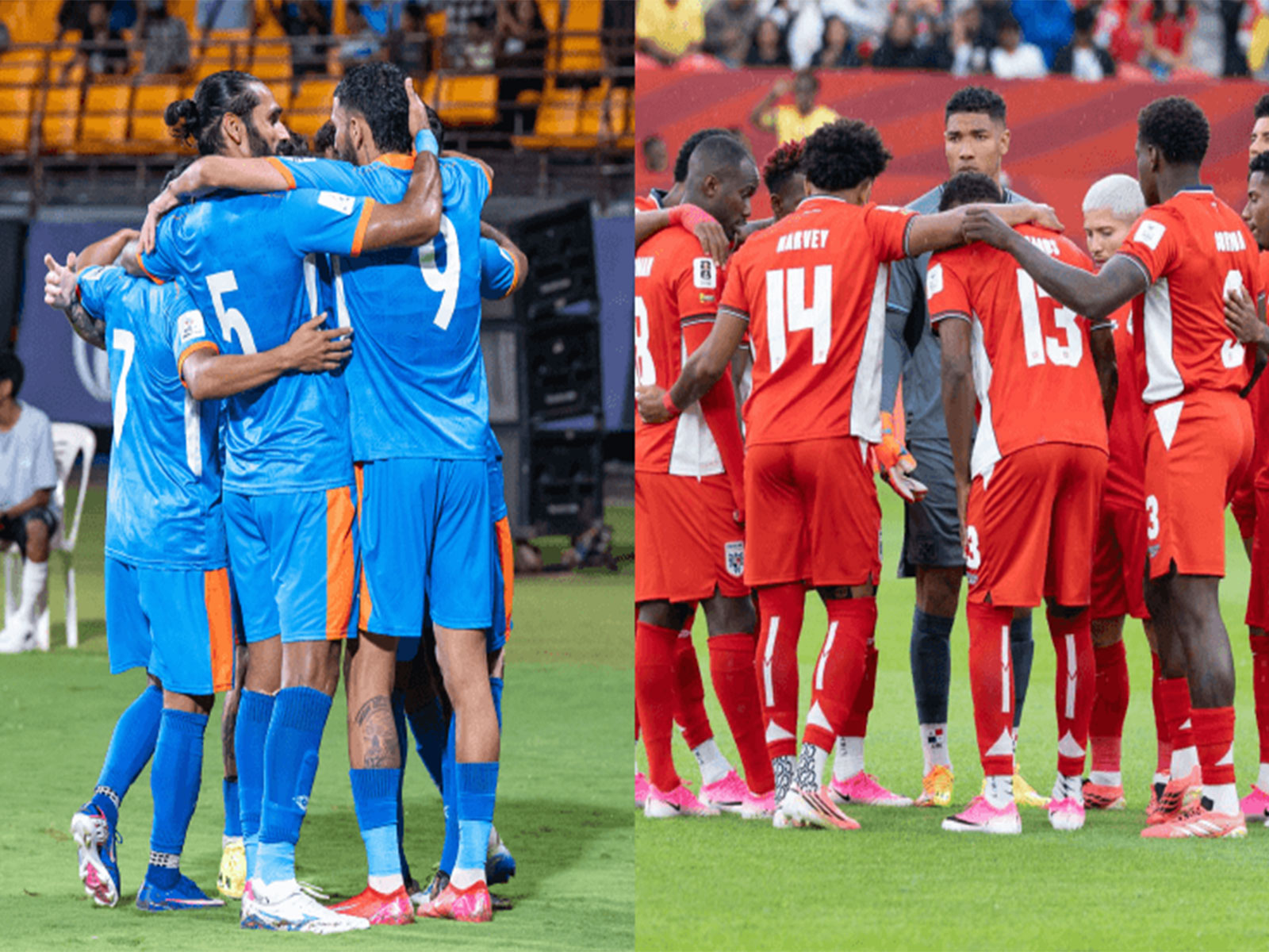 India men's football team (L) and Panama senior men's national football team. (Photo: AIFF Media)