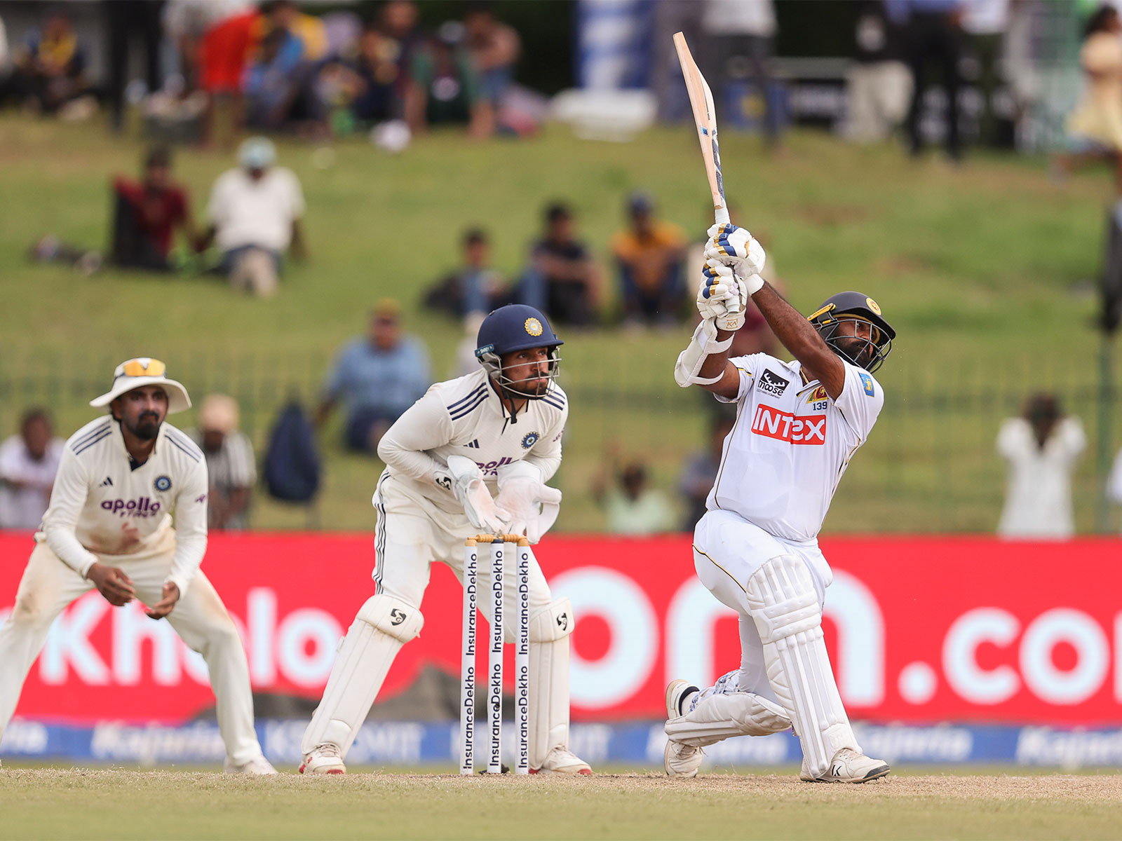 Sri Lanka's Lahiru Kumara playing a shot during second Test in Colombo. (Photo: ANI)