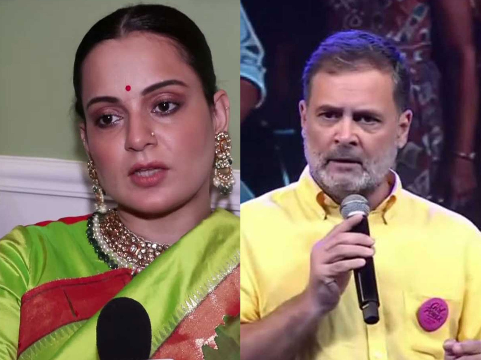 Kangana Ranaut, Lok Sabha LoP and Congress MP Rahul Gandhi (Photo/ANI)