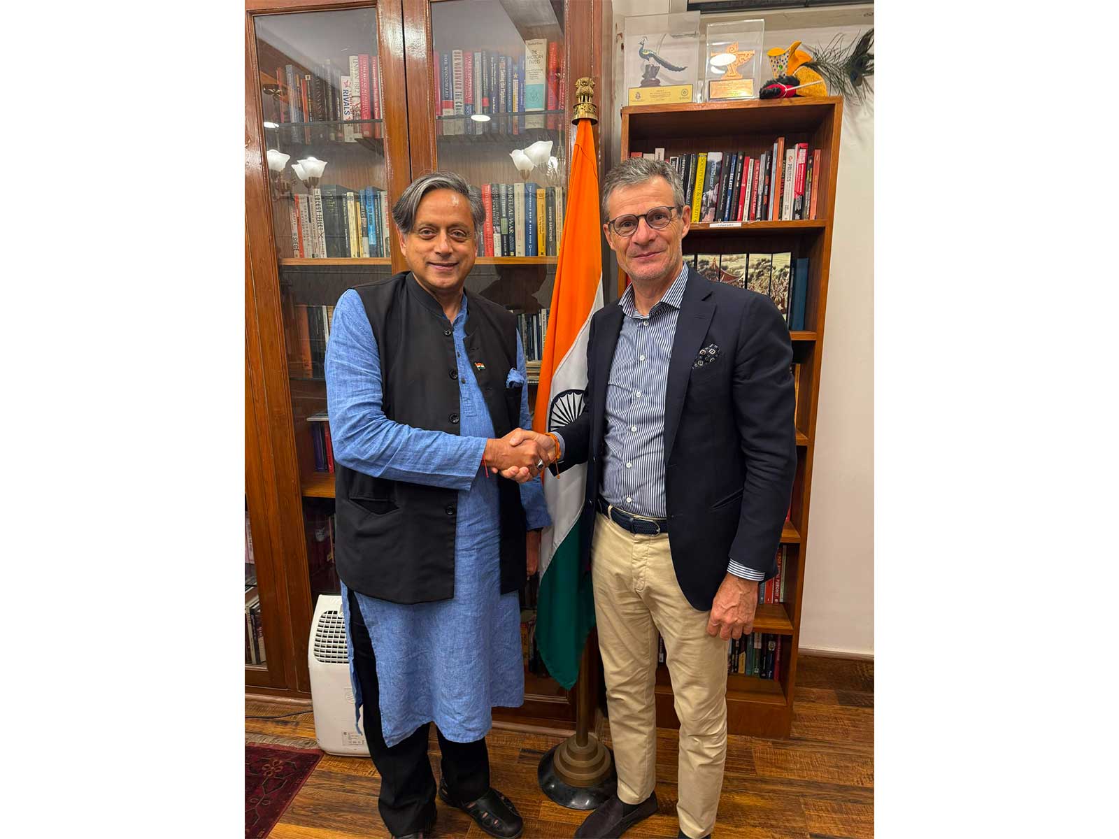 Congress MP Shashi Tharoor and EU Ambassador Herve Delphin (Photo/X/@ShashiTharoor)