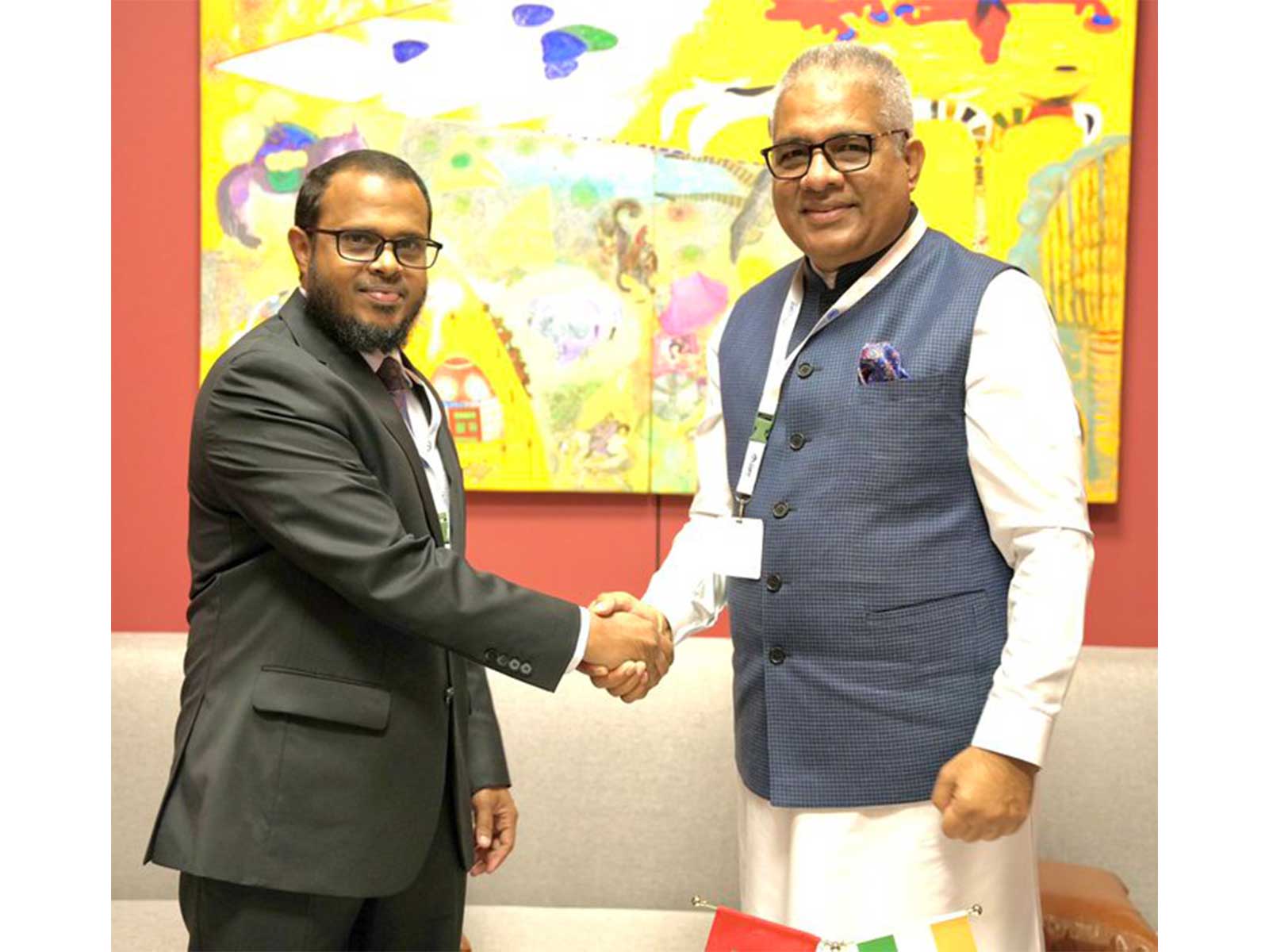 Maldives Minister Ali Shareef meets Union Minister Bhupender Yadav at UNCCD COP17 (Photo/X/@byadavbjp)