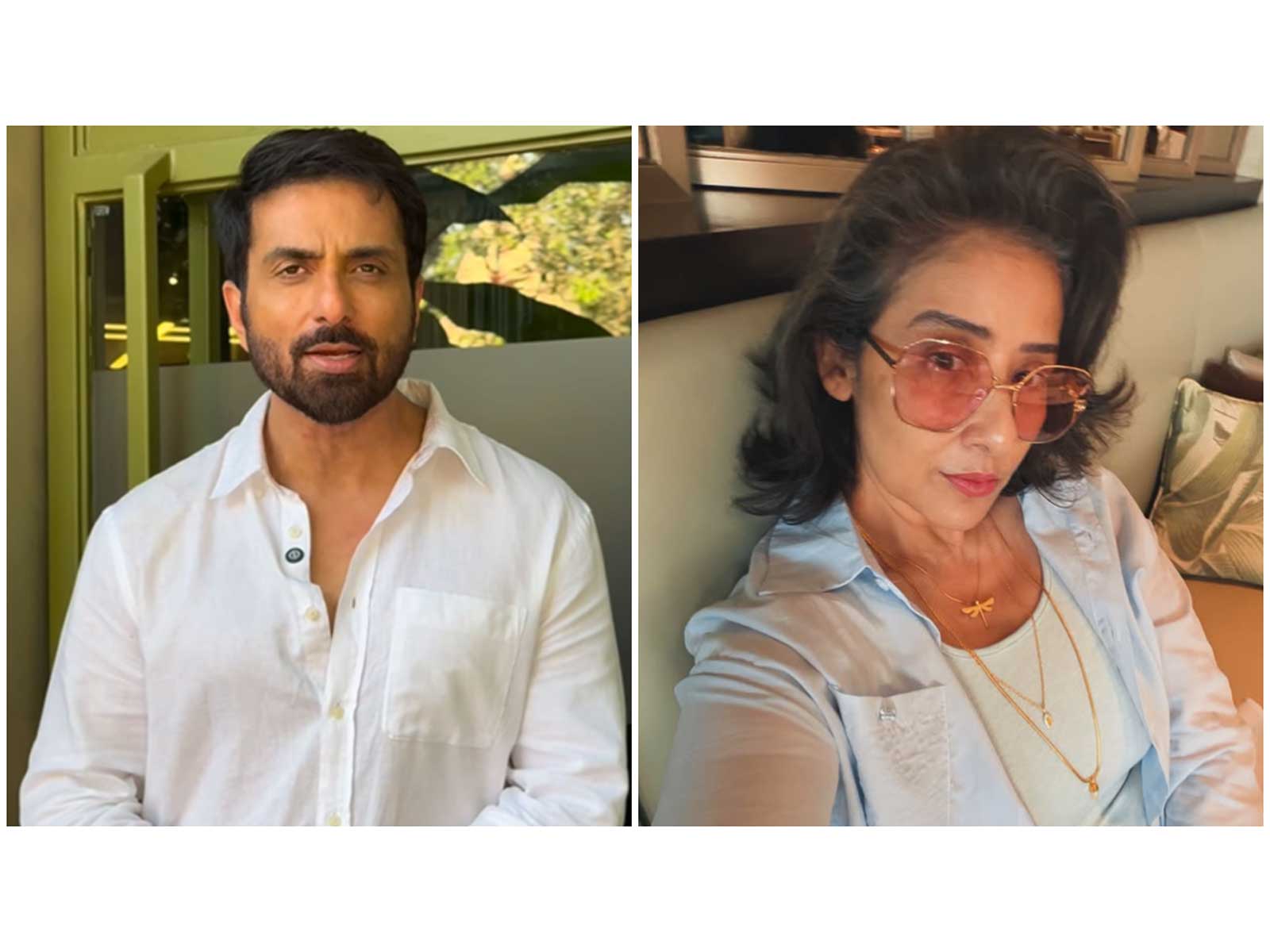 Sonu Sood (L) Manisha Koirala (R)(PhotoS/Instagram/@sonu_sood/@m_koirala)