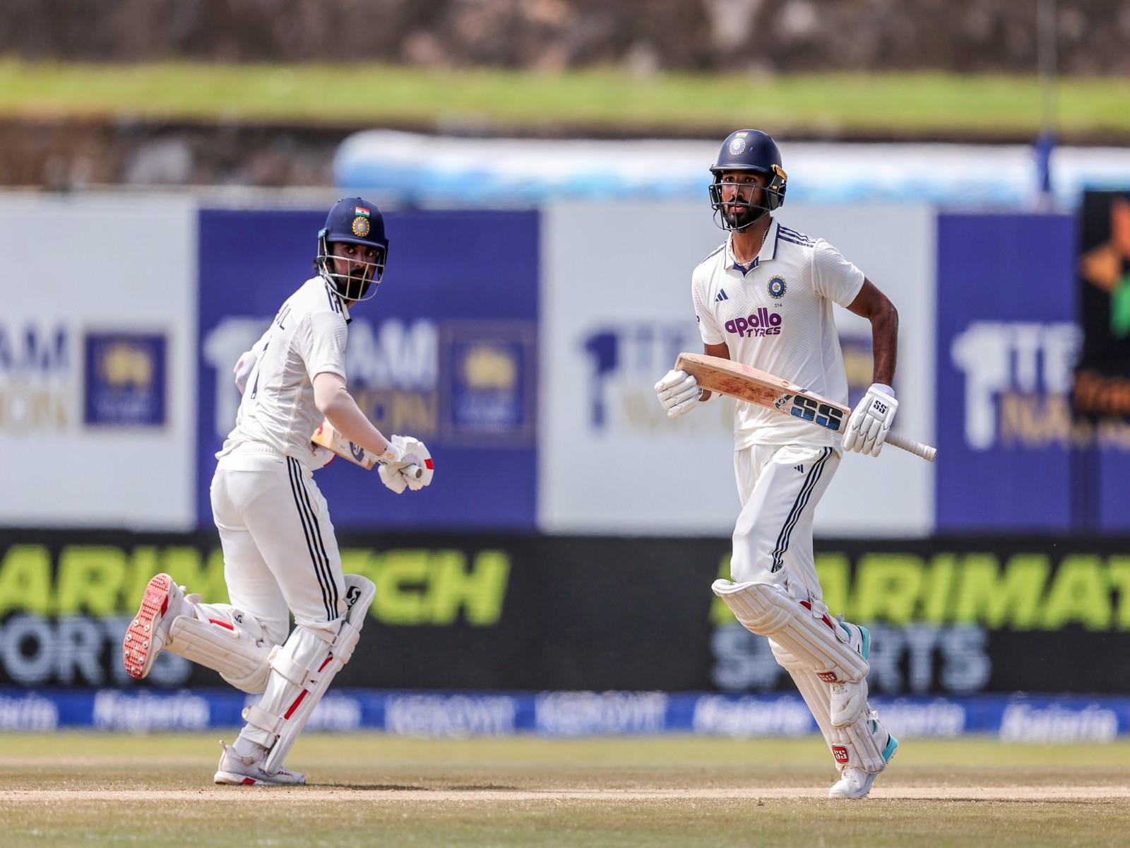 KL Rahul (L) with Devdut Padikkal in Galle Test. (Photo: ANI)