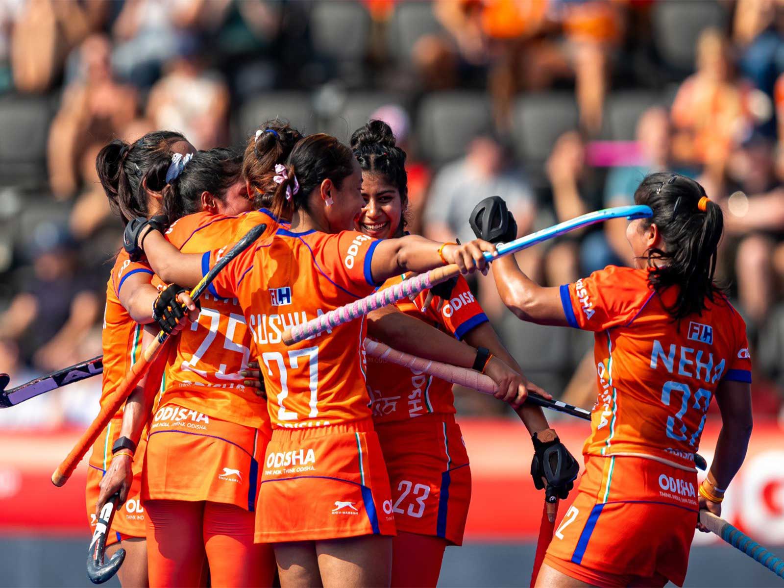 Indian women's hockey team players celebrating (Photo: X/@TheHockeyIndia)