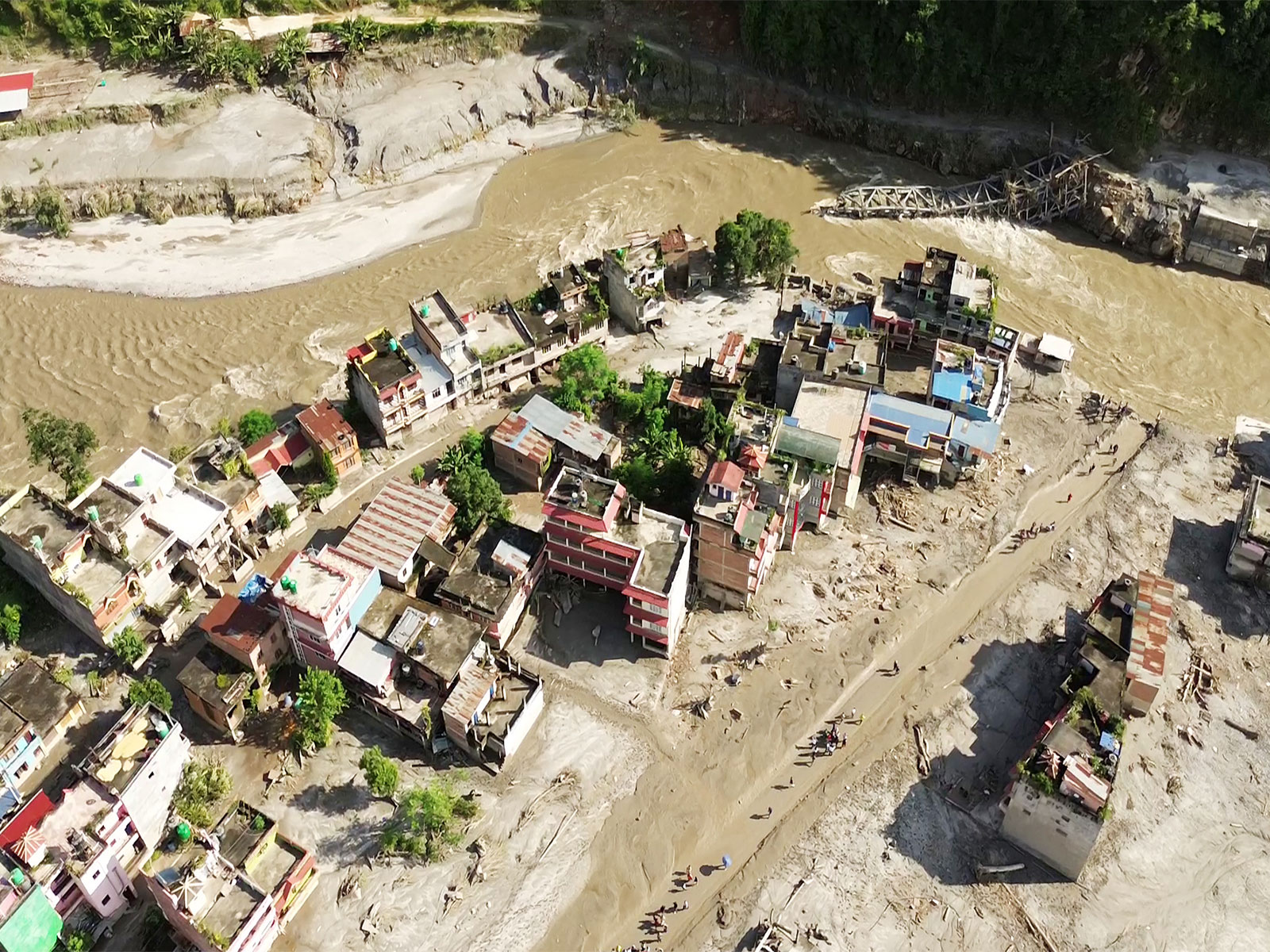 The flash flood-affected Devighat area in Nepal (Photo/ANI)