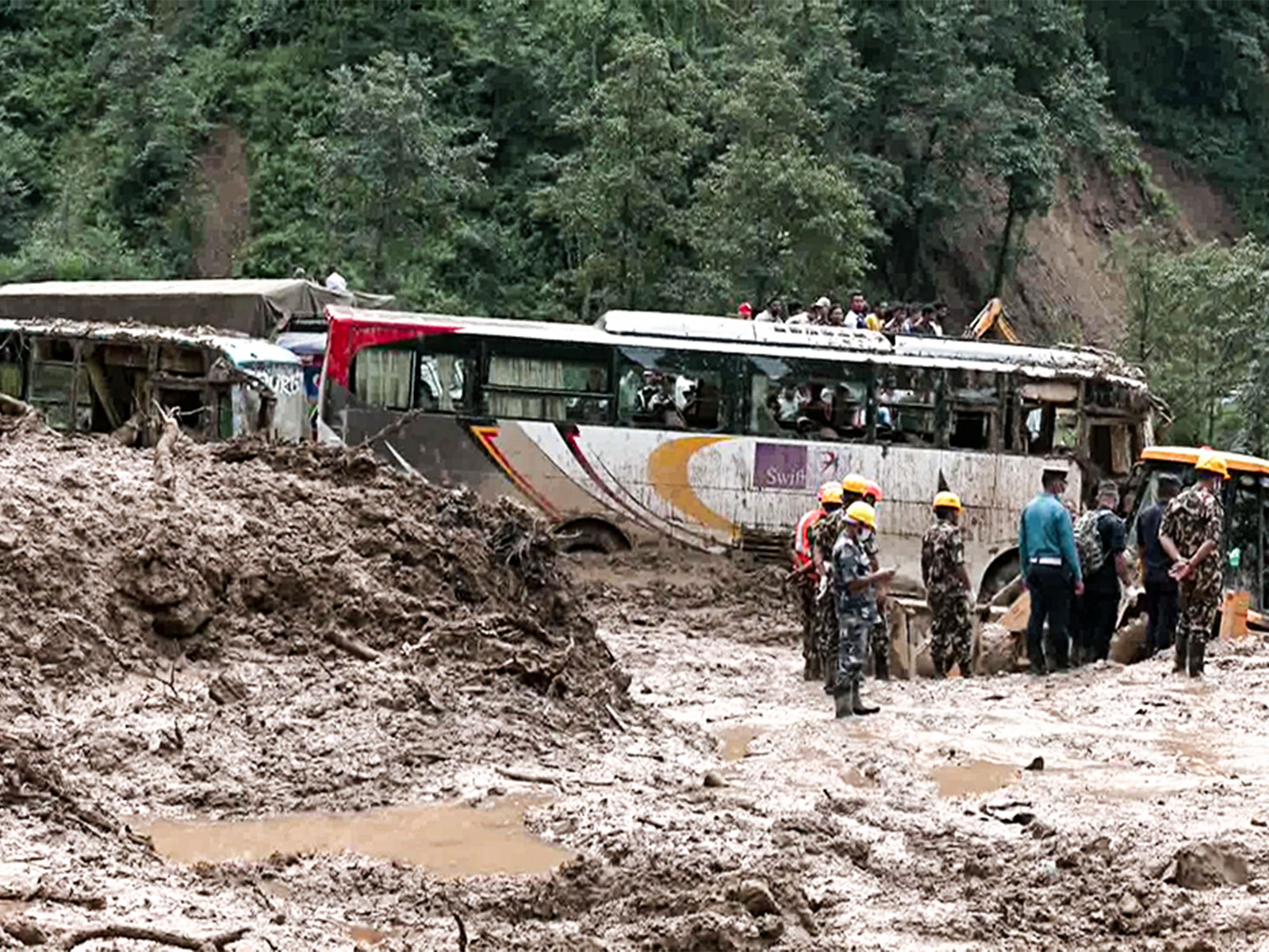 Floodwaters and debris inundate areas in Nepal following heavy flooding, as rescue and relief operations continue (Photo/ANI)