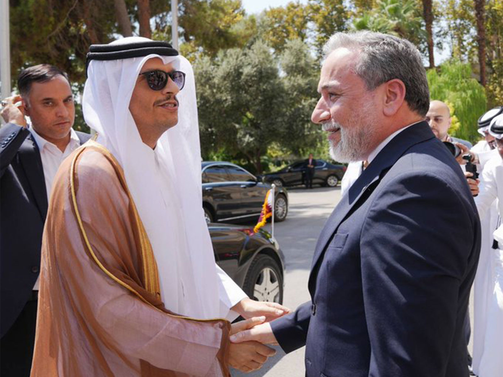 Iranian Foreign Minister Seyed Abbas Araghchi shakes hands with Qatar's Prime Minister and Foreign Minister Sheikh Mohammed bin Abdulrahman bin Jassim Al Thani. (Photo: X/@araghchi)