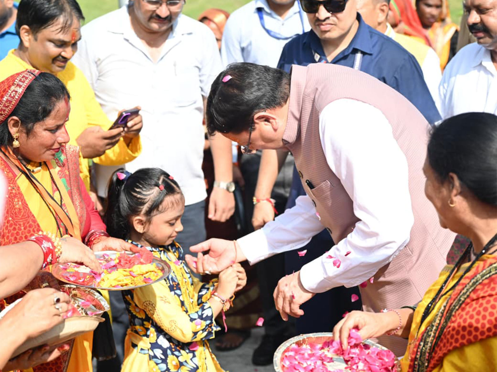 Uttarakhand CM Dhami celebrates Raksha Bandhan at Chakarpur Stadium  (Photo/ANI)