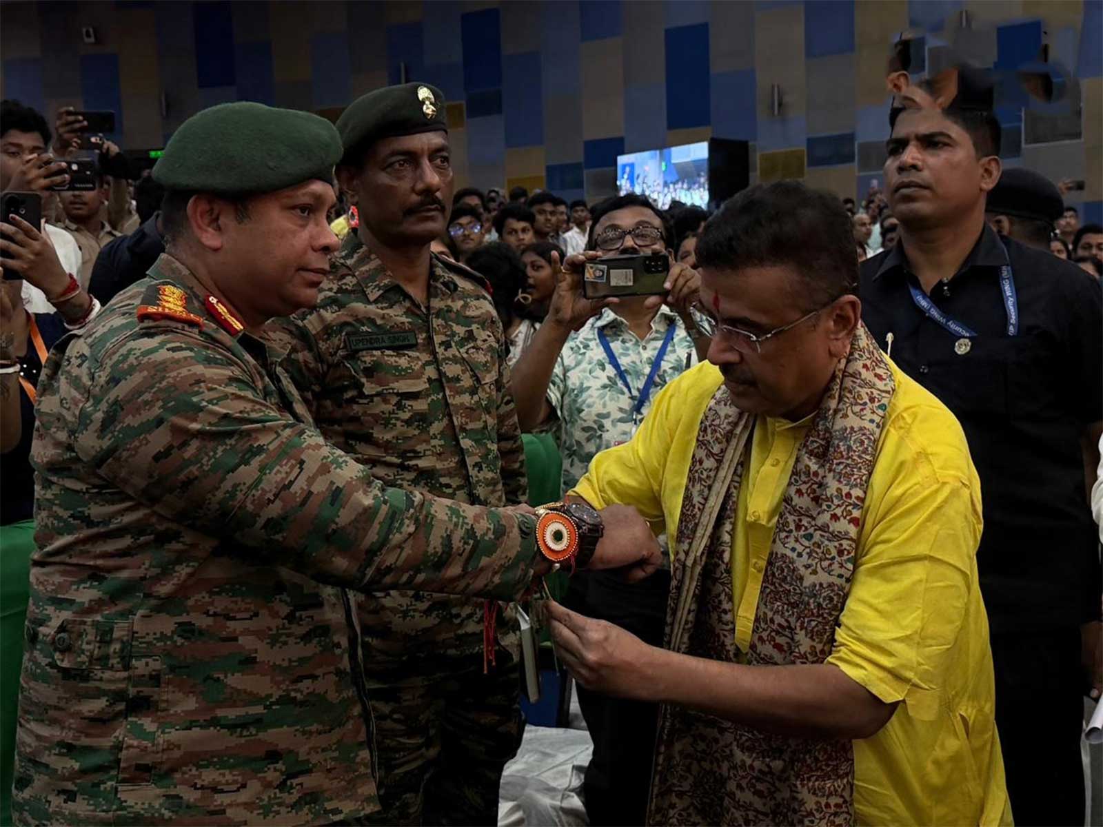 West Bengal CM Suvendu Adhikari with Army soldiers (Photo/ANI)