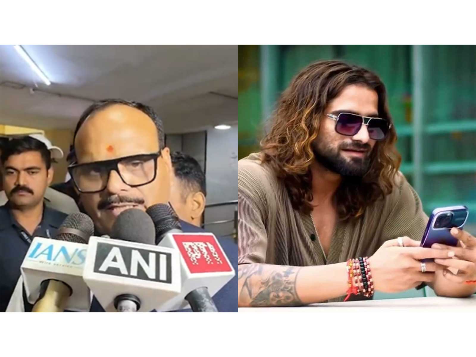 Uttar Pradesh Deputy Chief Minister Brajesh Pathak (L) Haryanvi singer Ankit Baliyan(R) (Photos/ANI/ankiitbaliyann)