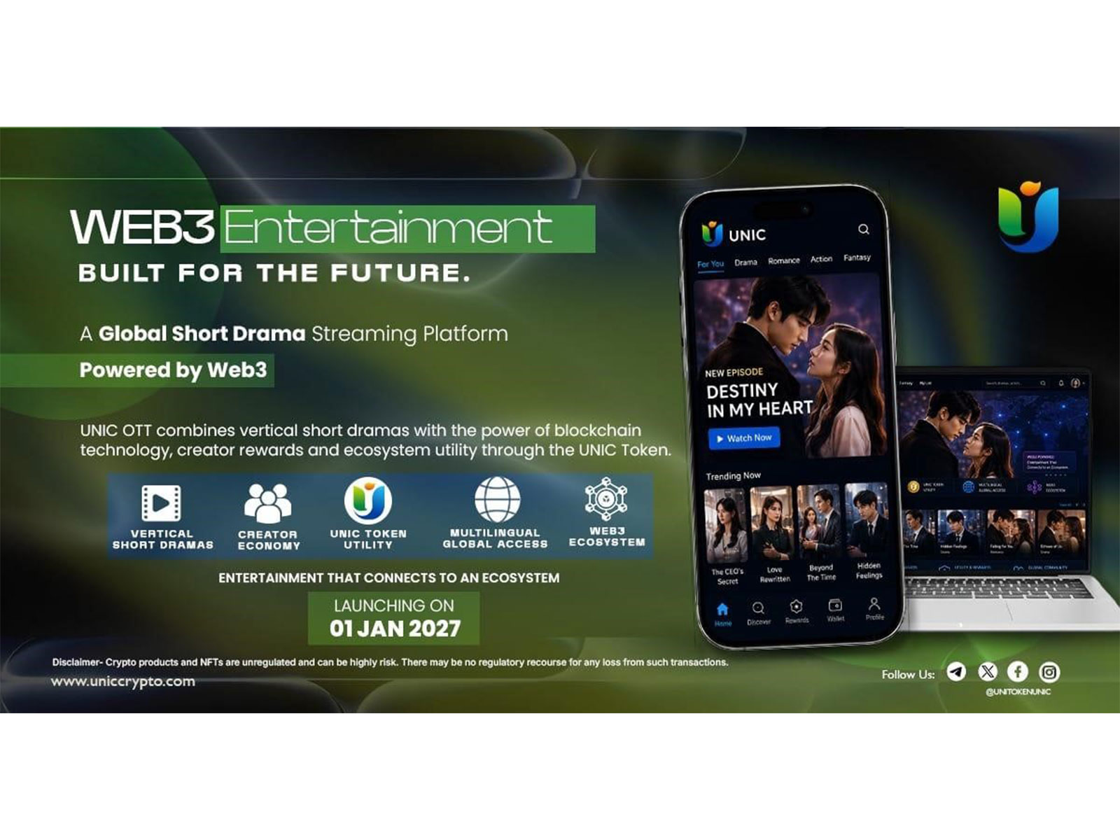 UNIC OTT Announces Global Web3-Powered Short-Drama Platform for January 2027 Launch