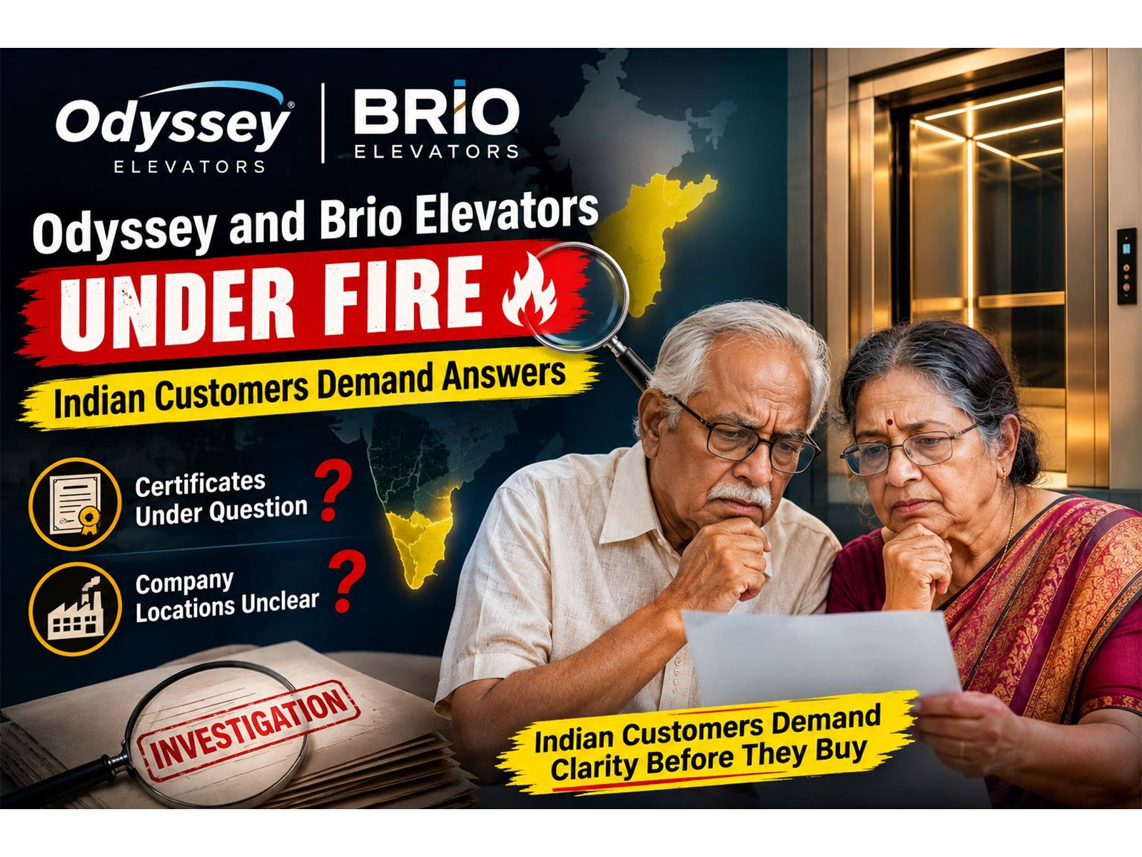 Odyssey and Brio Elevators Face Questions Over Certificates and Origins