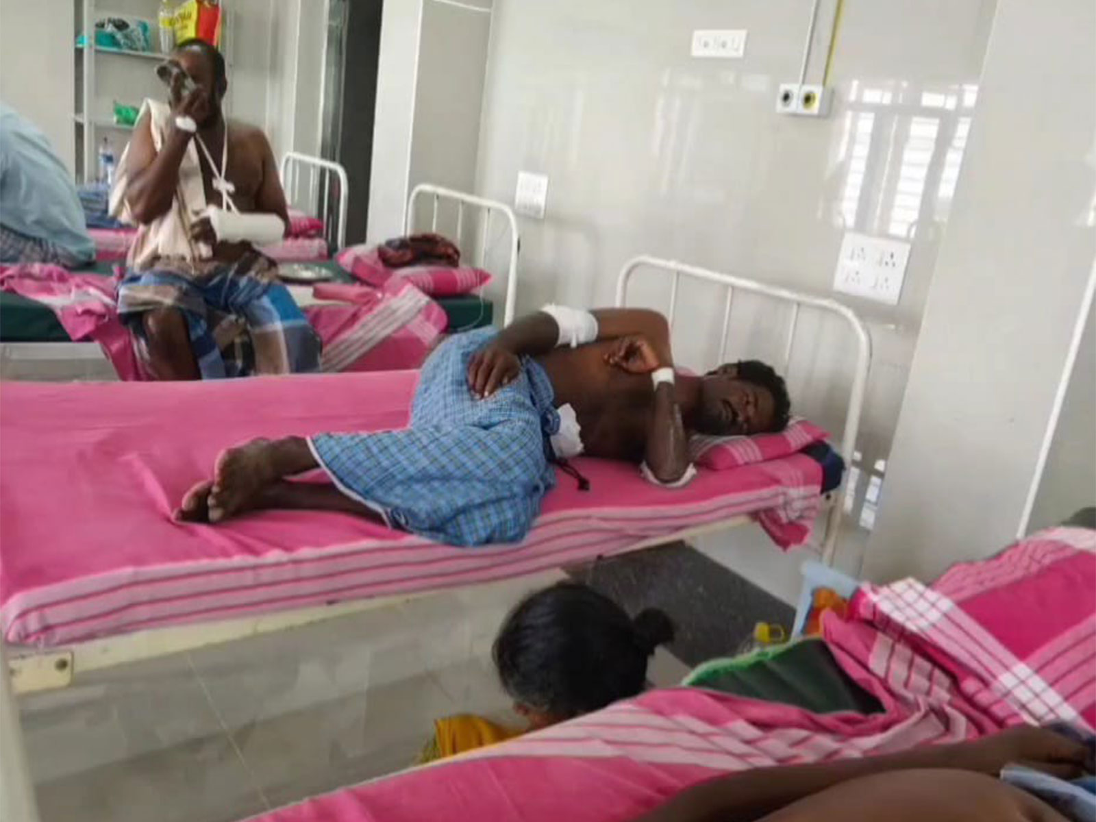 Farmers hospitalised after after sustaining injuries in a wild boar attack in Tamil Nadu (Photo/ANI)