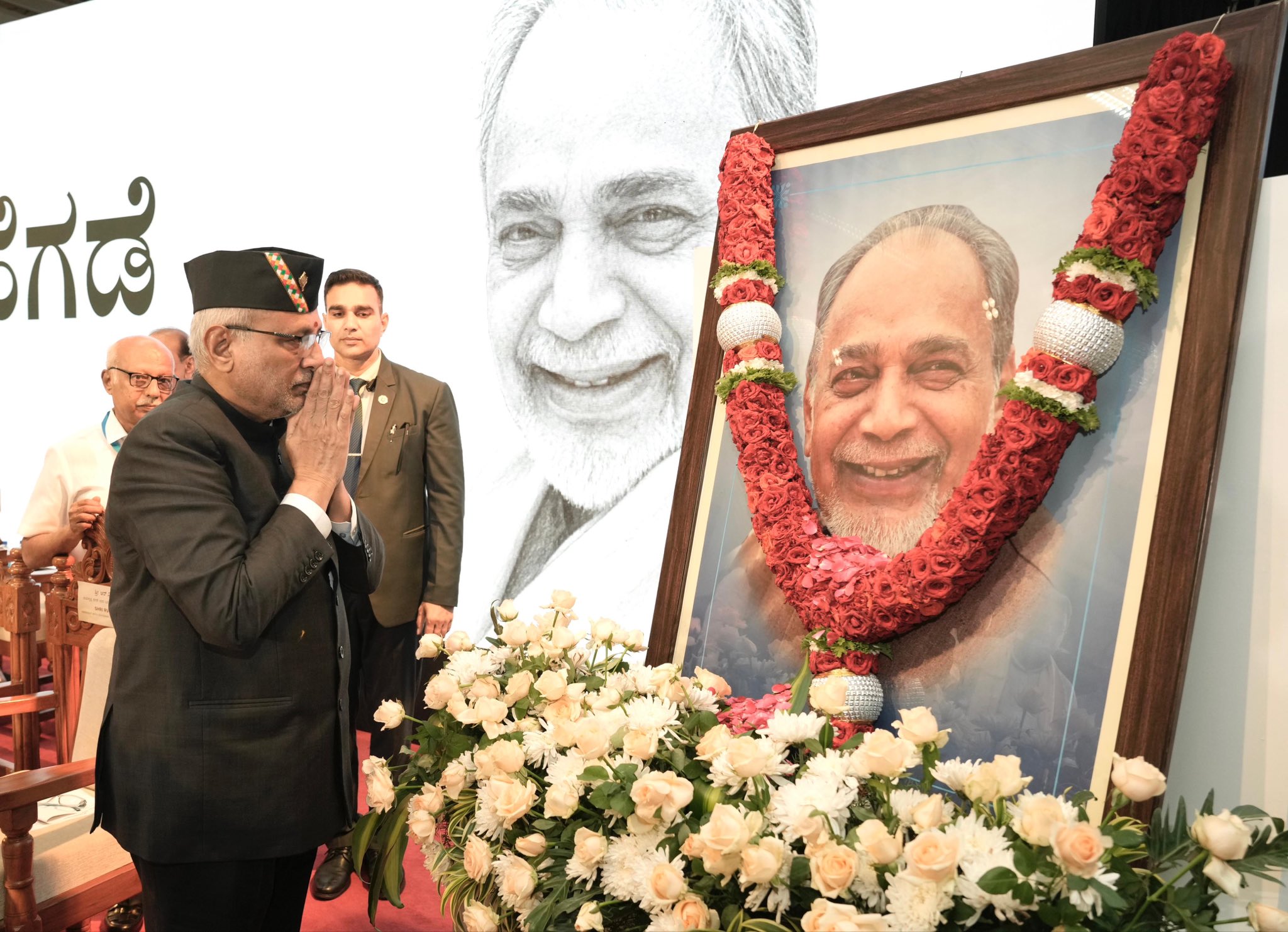 Vice President CP Radhakrishnan paid tribute to former Karnataka Chief Minister Ramakrishna Hegde on his 100th birth anniversary (Photo/ANI)