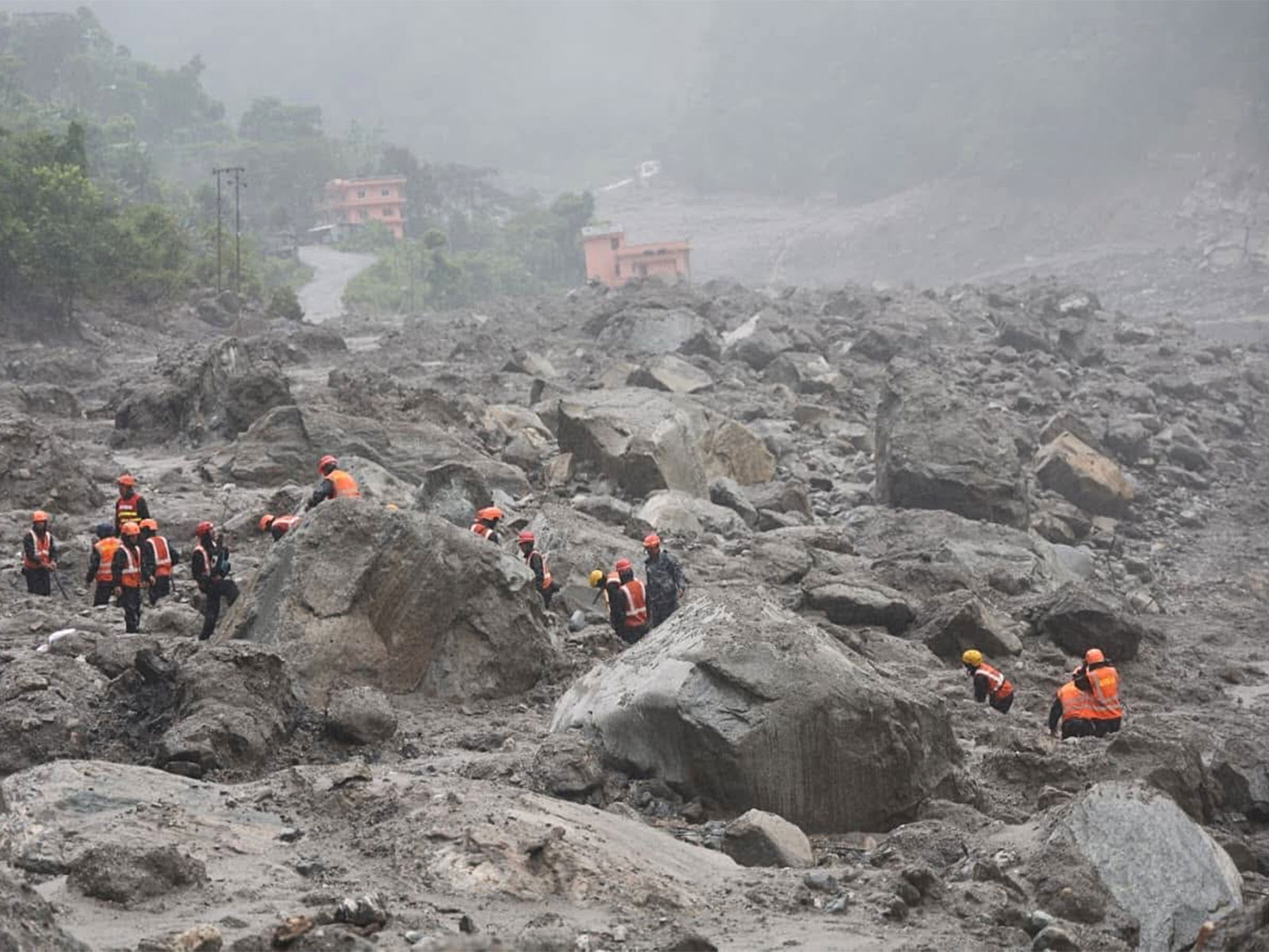 Rescue operations for people trapped inside the tunnel of the Trishuli 3 'A' Hydropower Project underway (Photo: @PM_nepal_ X/)