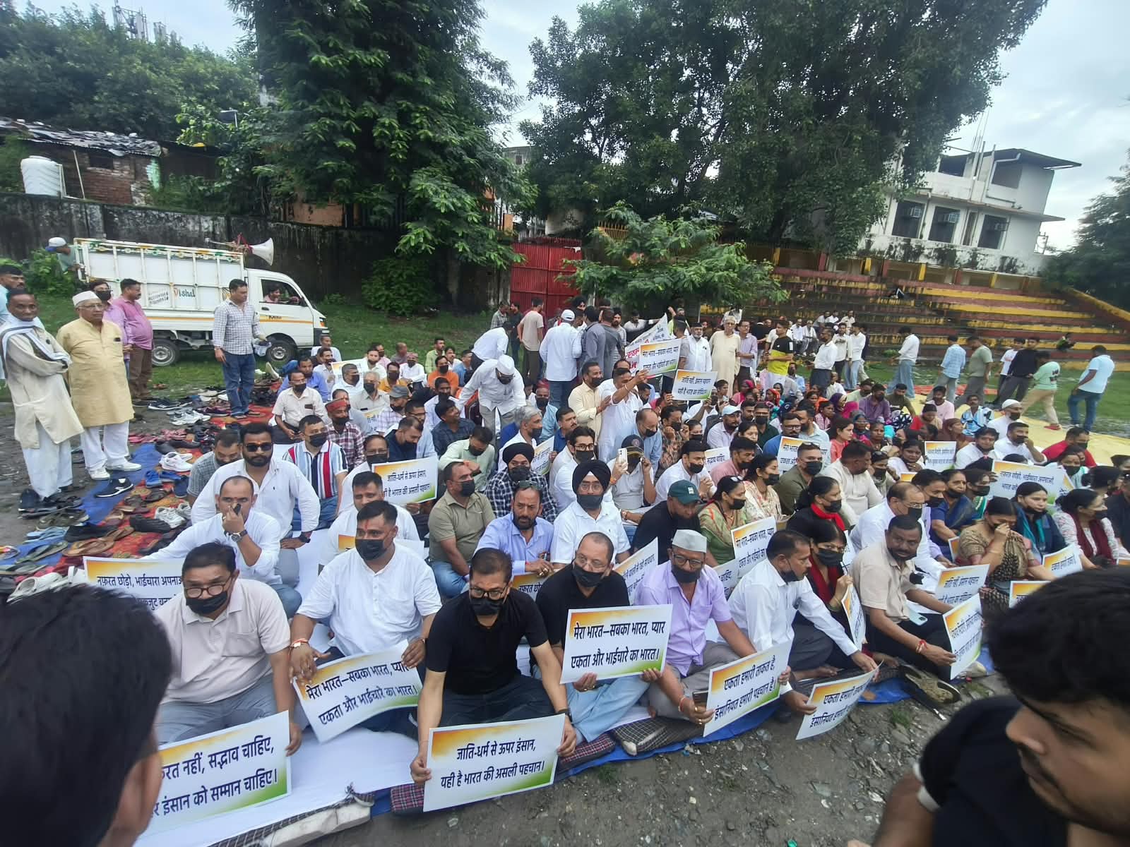 Congress holds silent protest in Haldwani (Photo/ANI)