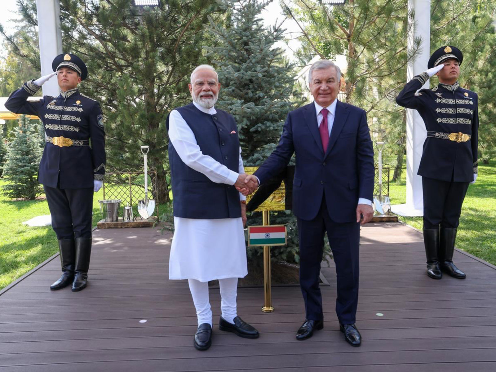 India-Uzbekistan green initiatives join hands as PM Modi, Uzbek President plant tree under 'Ek Ped Maa Ke Naam', 'Yashil Makon' (Photo/X@MEAIndia)