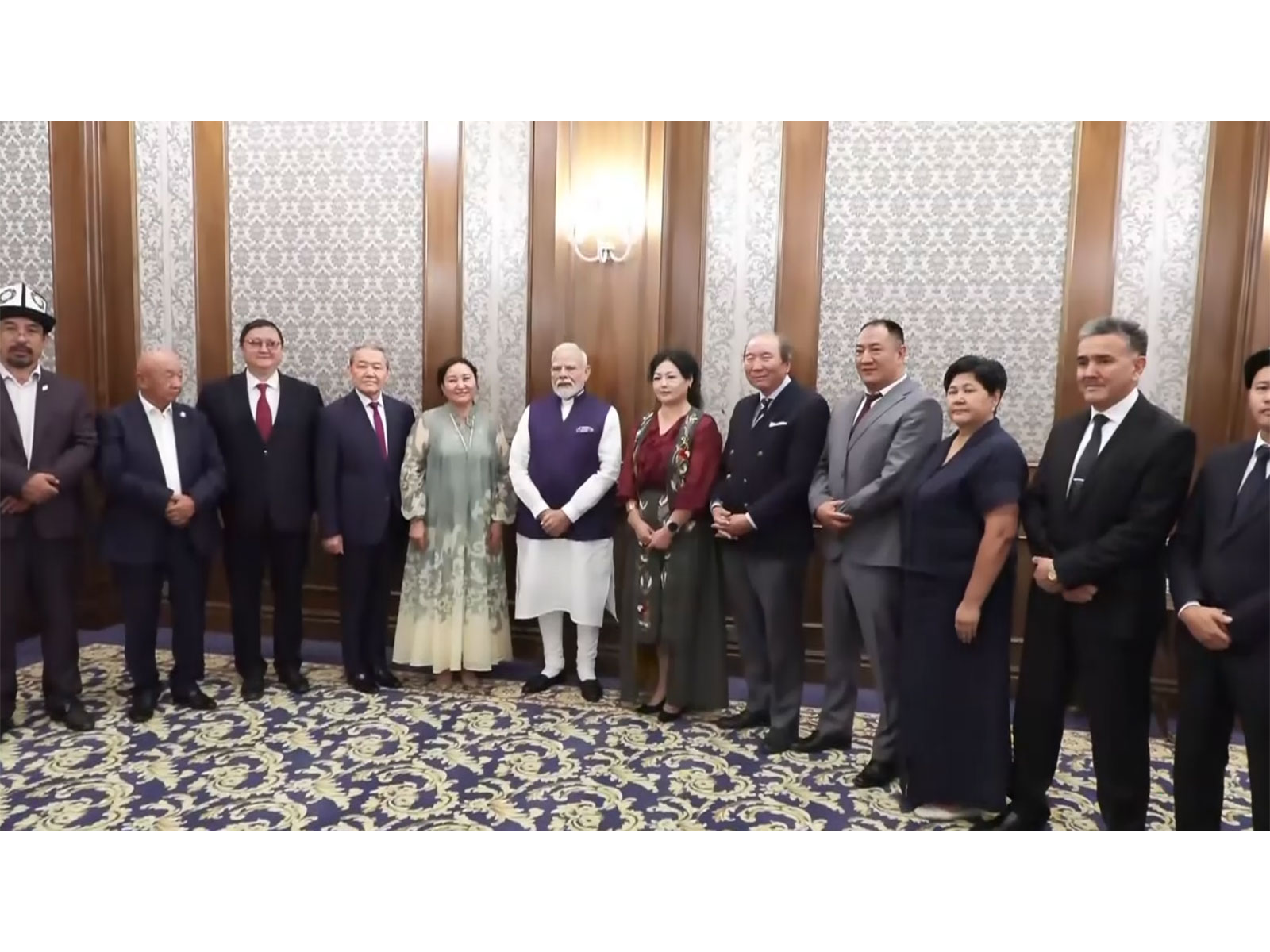 Prime Minister Narendra Modi on Sunday met people from various  Kyrgyz communities in Bishkek (Photo/DD/ANI)