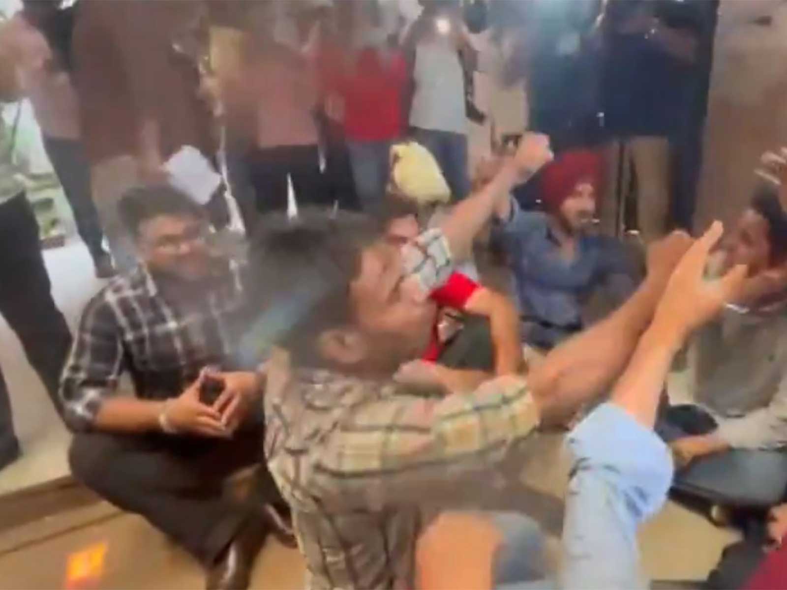Students protest at Panjab University (Photo/ANI)