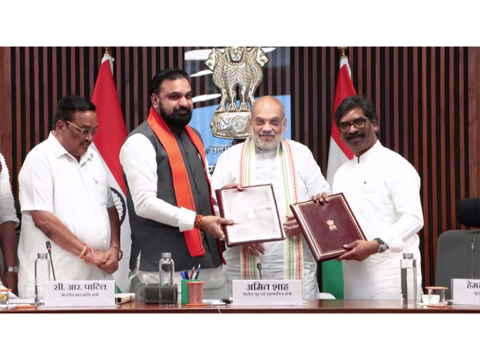 Bihar Chief Minister Samrat Choudhary, Union Home Minister Amit Shah, Jharkhand Chief Minister Hemant Soren (Photo/ANI)