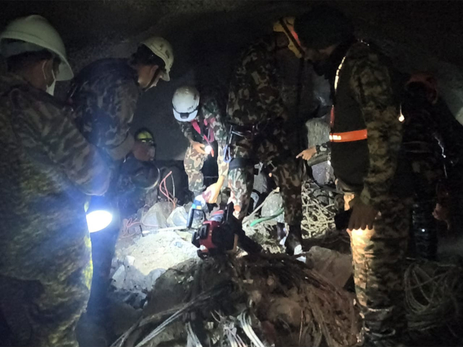 India's specialised tunnel search and rescue team continue to work in flood-hit Nepal (Photo/MEA)