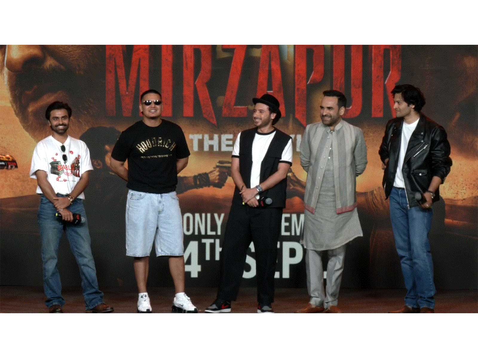 L-R Jitendra, Dhanda Nyoliwala, Divyendu, Pankaj Tripathi and Ali Fazal (Photo/ANI)
