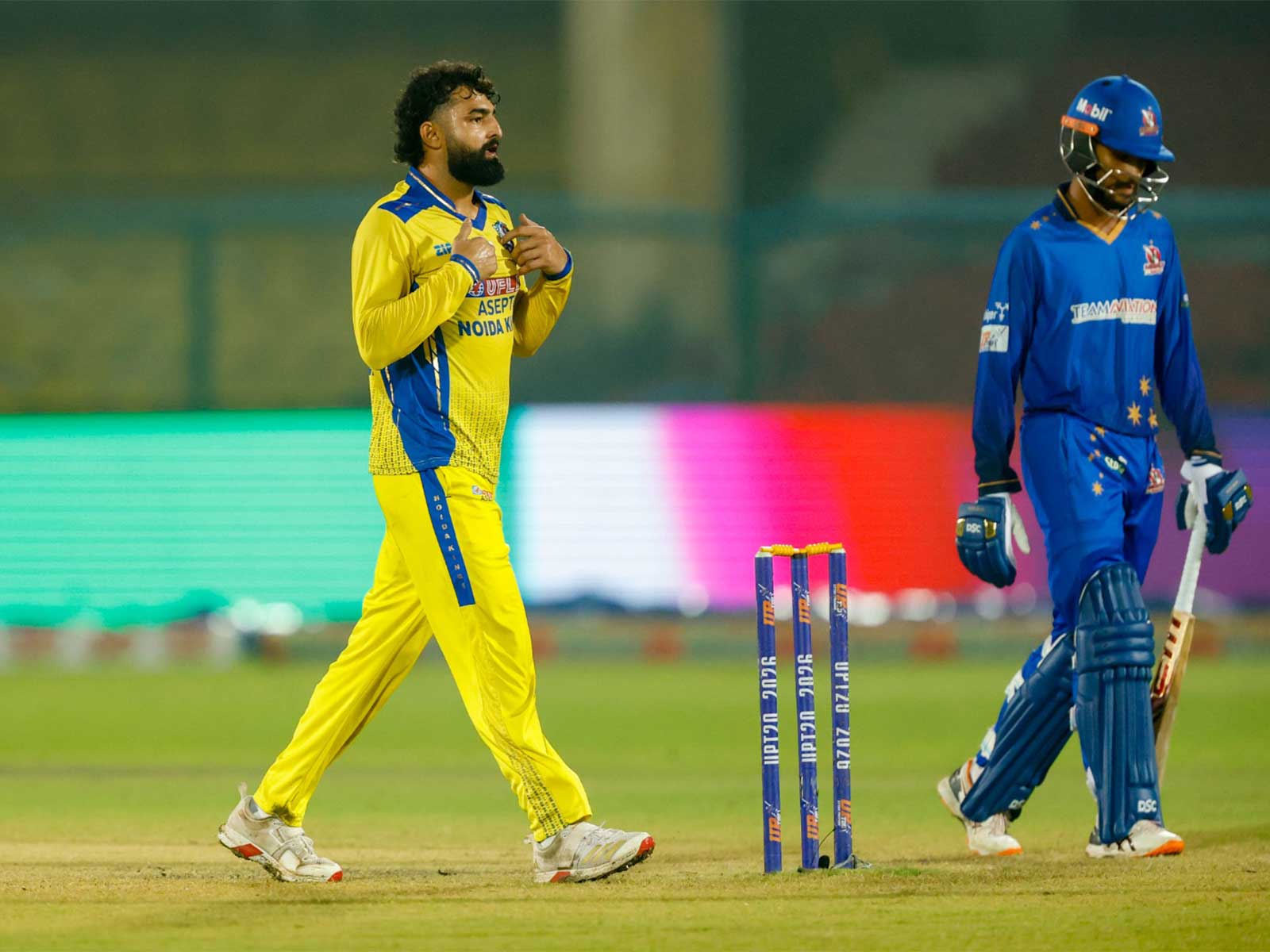 Shiva Singh celebrating a wicket. (Photo: UPT20)