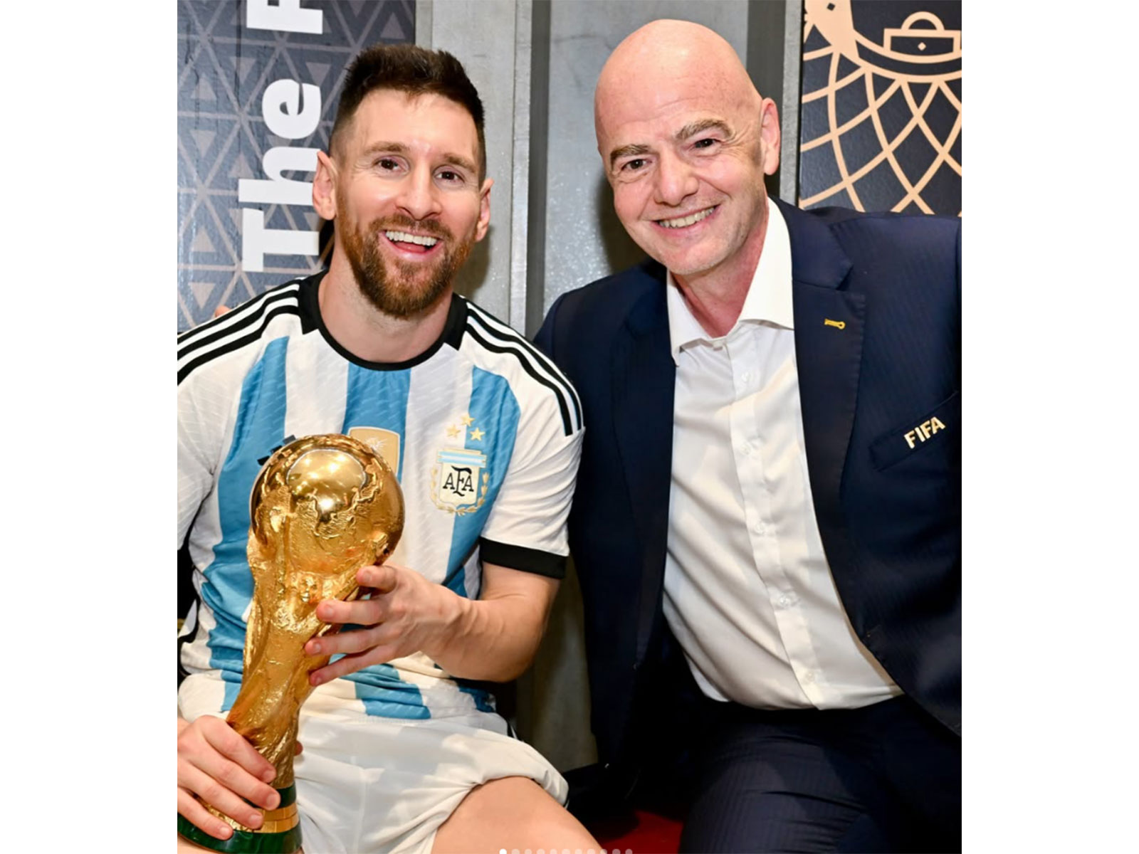 Lionel Messi (left) and Gianni Infantino (right) (Photo: Instagram/gianni_infantino)