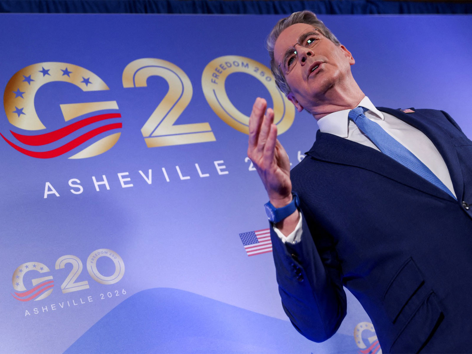 U.S. Treasury Secretary Scott Bessent gestures, as finance ministers and central bank governors from G20 countries meet in Asheville, North Carolina (File Photo/Reuters)
