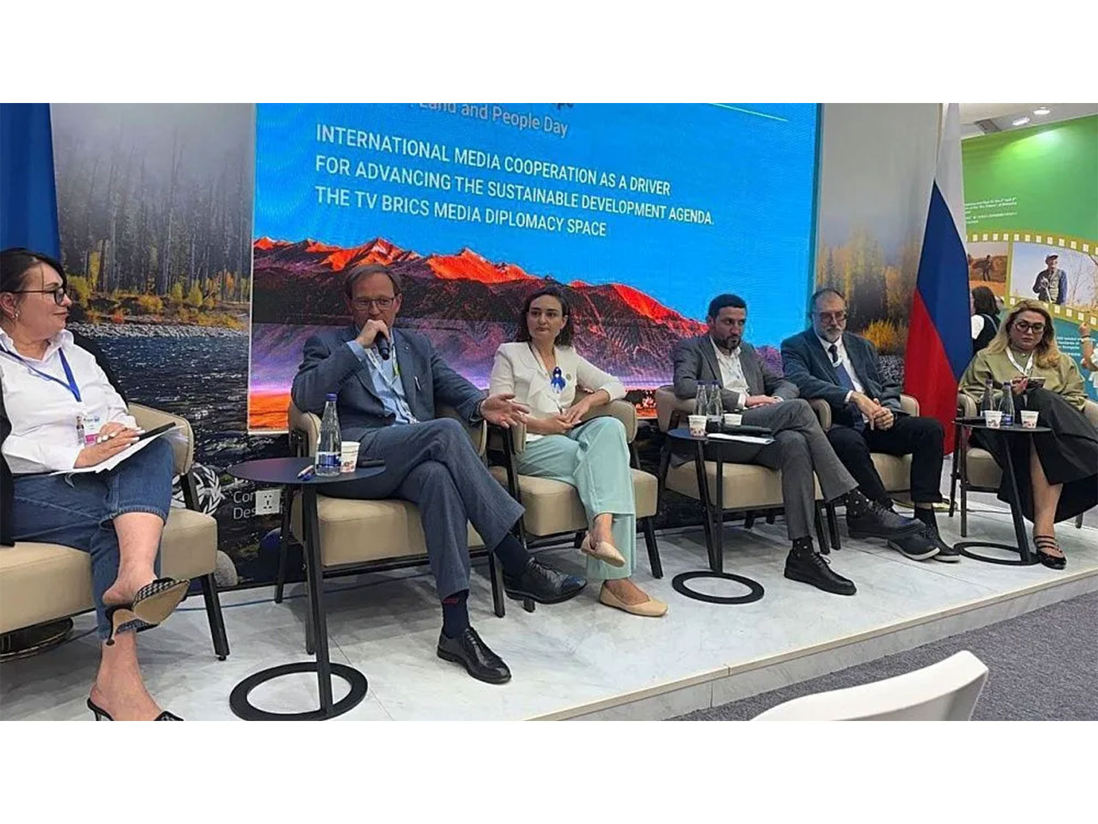 Speakers at the "TV BRICS Media Diplomacy Space" panel session during COP17 to the UNCCD (Image Source: TV BRICS)