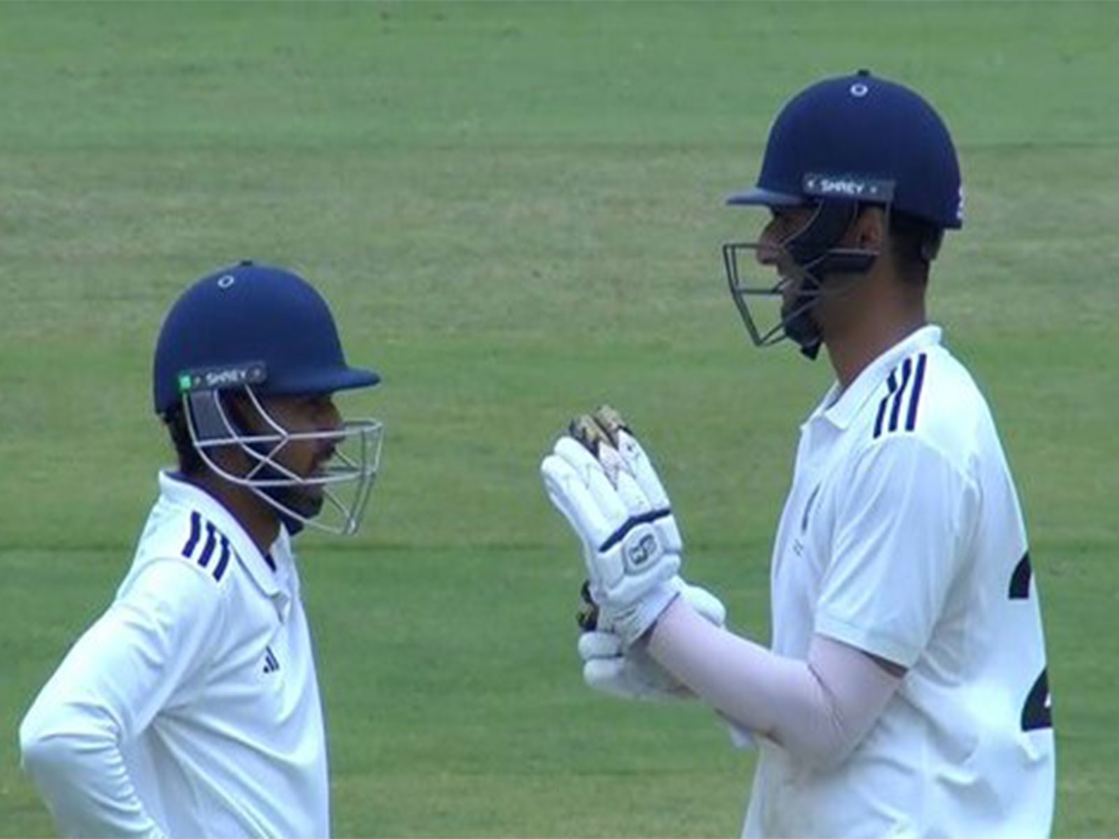 South Zone batters Qamran Iqbal and Kanhaiya Wadhwan. (Photo: X/ @BCCIdomestic)