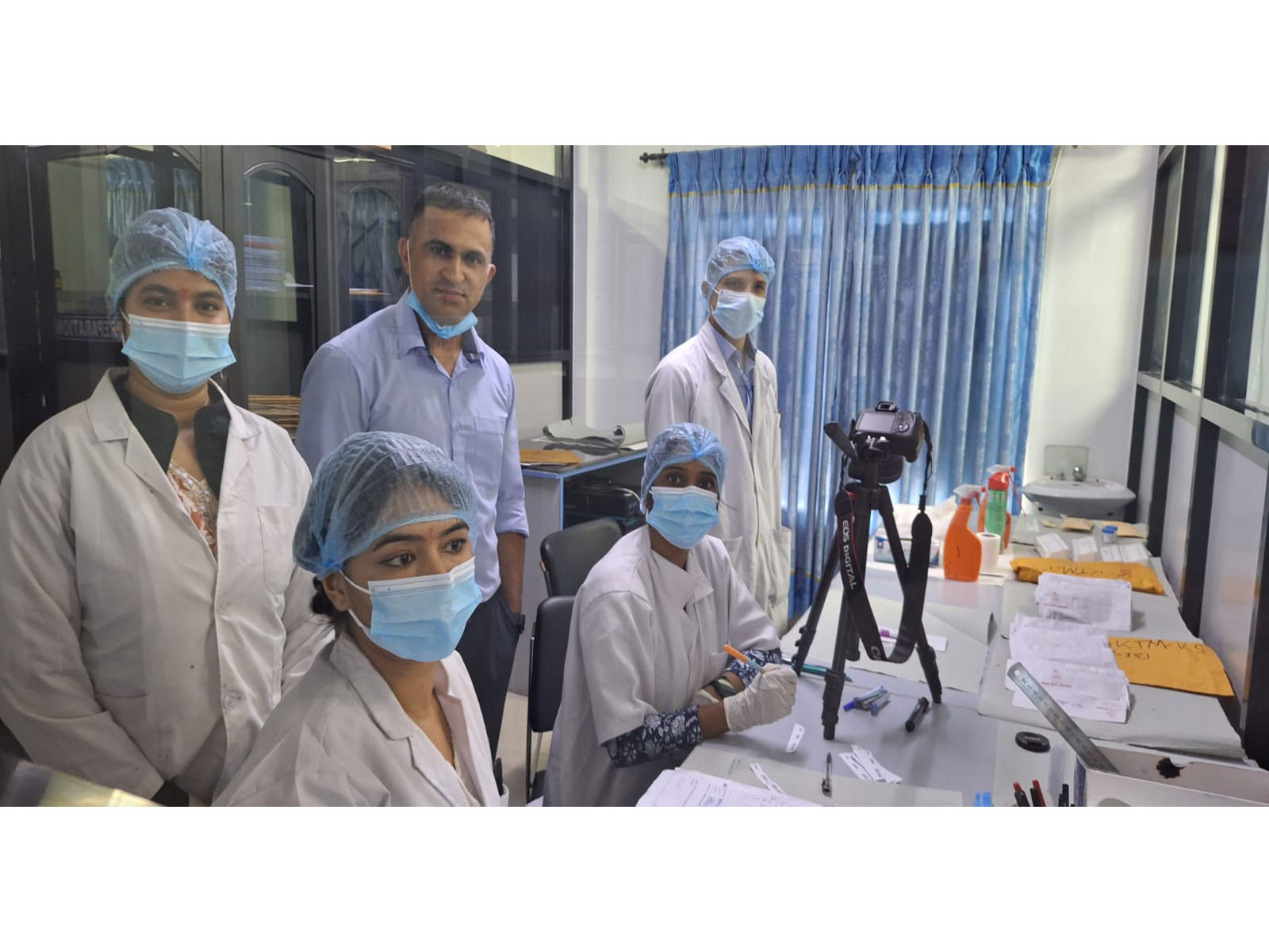 Indian forensic team members analyse DNA samples to identify victims and missing persons following flash floods in Nepal. (Photo: X/@IndiaInNepal)