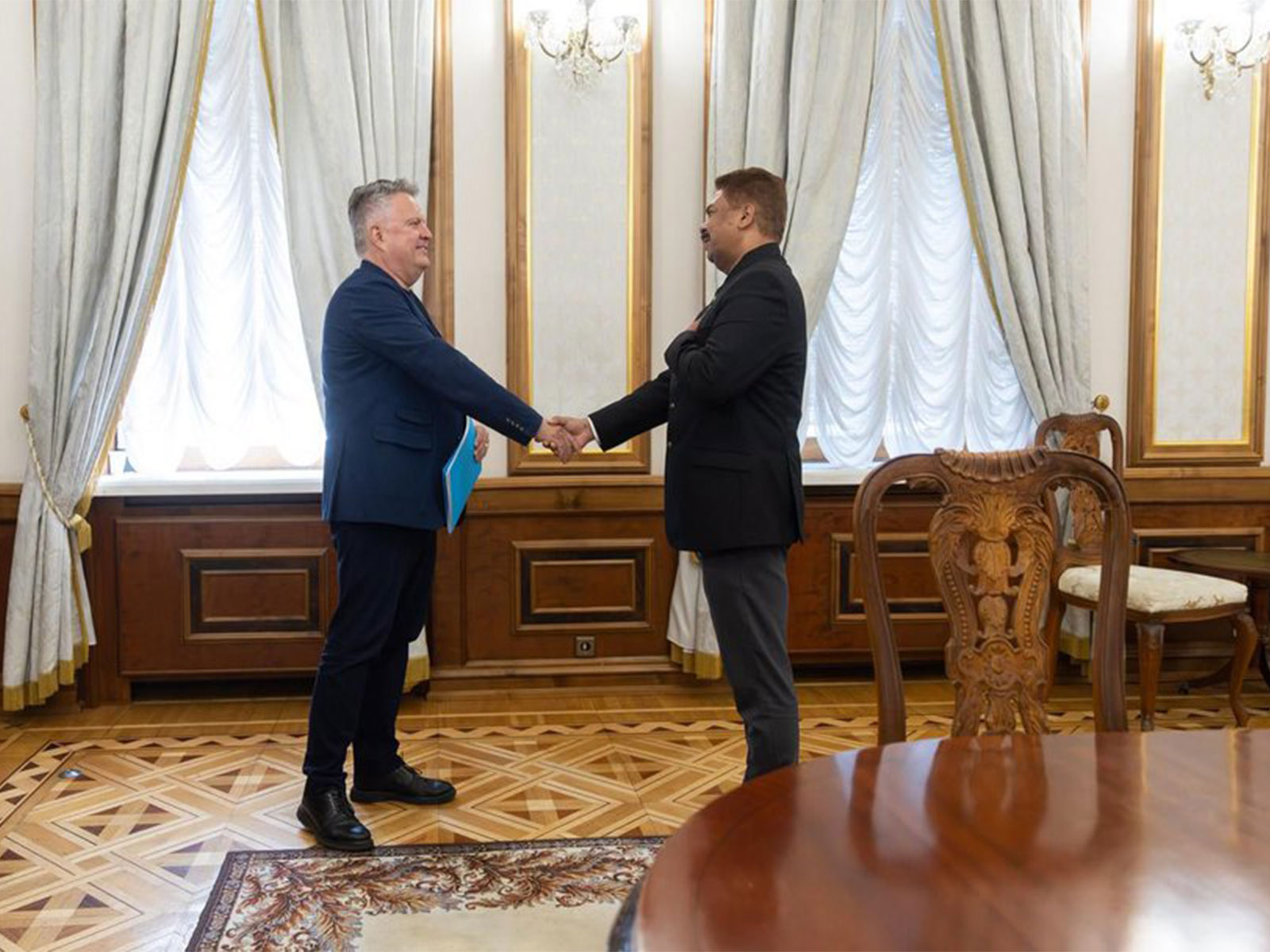 Ukraine's First Deputy Head of the Office of the President, Sergiy Kyslytsya holds meeting with India's Ambassador to Ukraine, Anjani Kumar (Photo/X/@SergiyKyslytsya)
