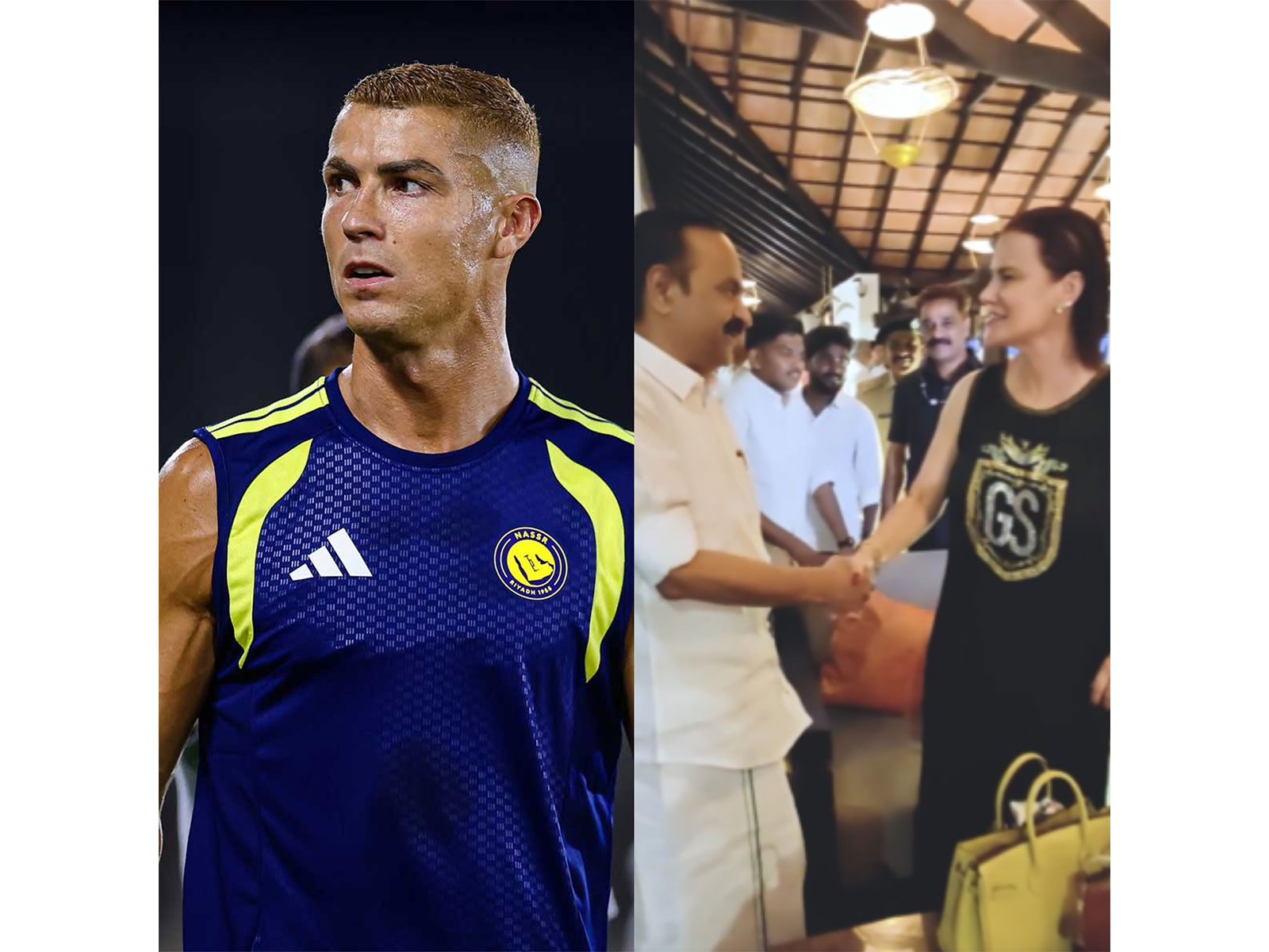 Cristiano Ronaldo and his sister Elma meeting Keralam CM VD Satheesan. (Photo: @cristiano Instagram and @vdsatheesan X)
