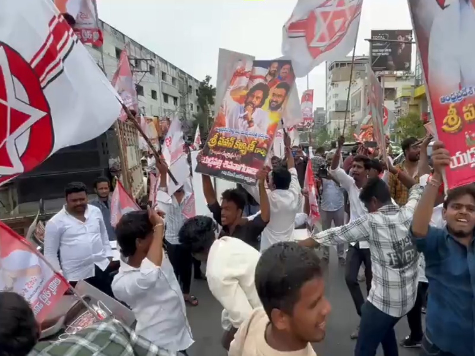Birthday celebrations of Andhra Pradesh Deputy Chief Minister and Jana Sena Party chief Pawan Kalyan were held with much enthusiasm in Vijayawada (Photo:ANI)