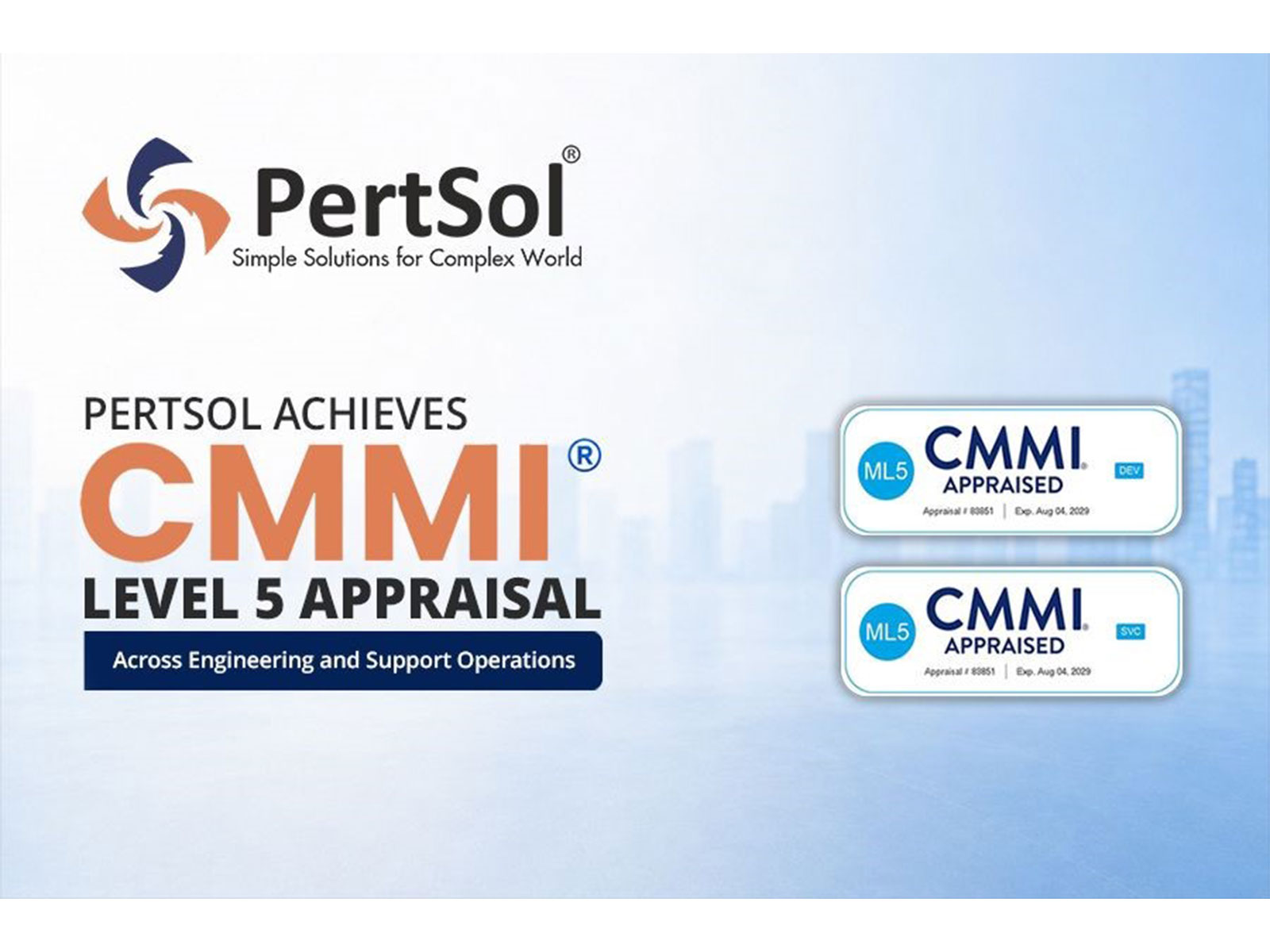 PertSol Achieves CMMI® Level 5 Appraisal Across Engineering and Support Operations