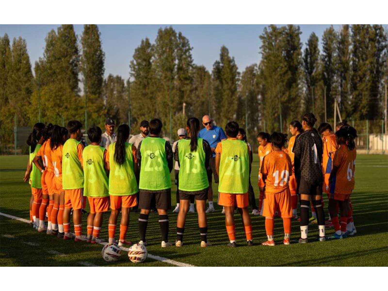 India U17 women's football team with head coach Joakim Alexandersson. (Photo: AIFF Media)
