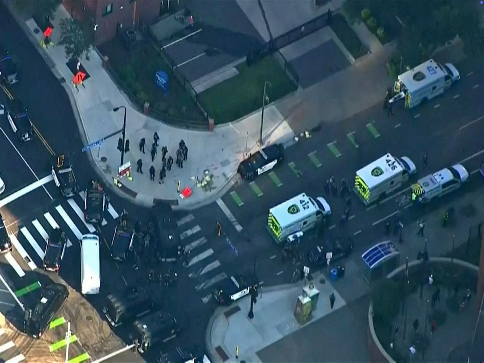 Police respond to a shooting authorities said involved multiple victims in Minneapolis (Photo/ABC affiliate KSTP via Reuters)