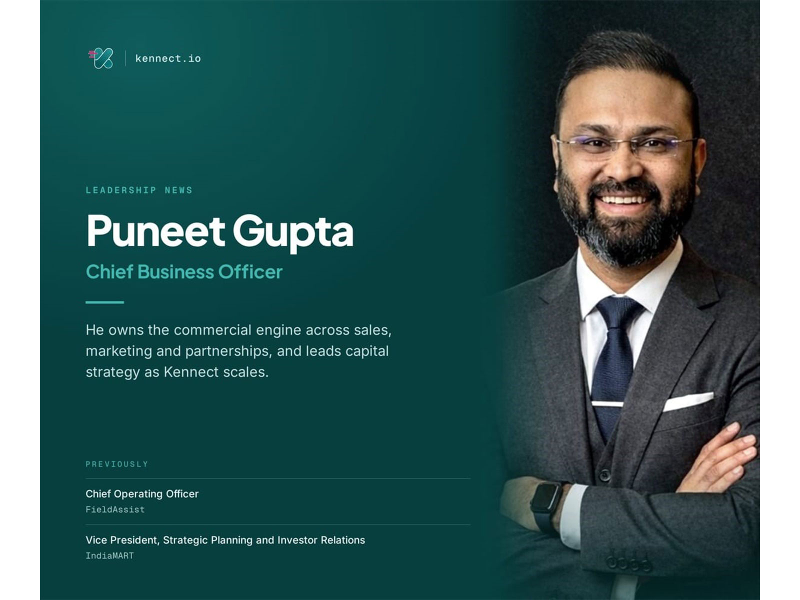 Kennect Appoints Puneet Gupta as Chief Business Officer to Lead Its Next Phase of Scale