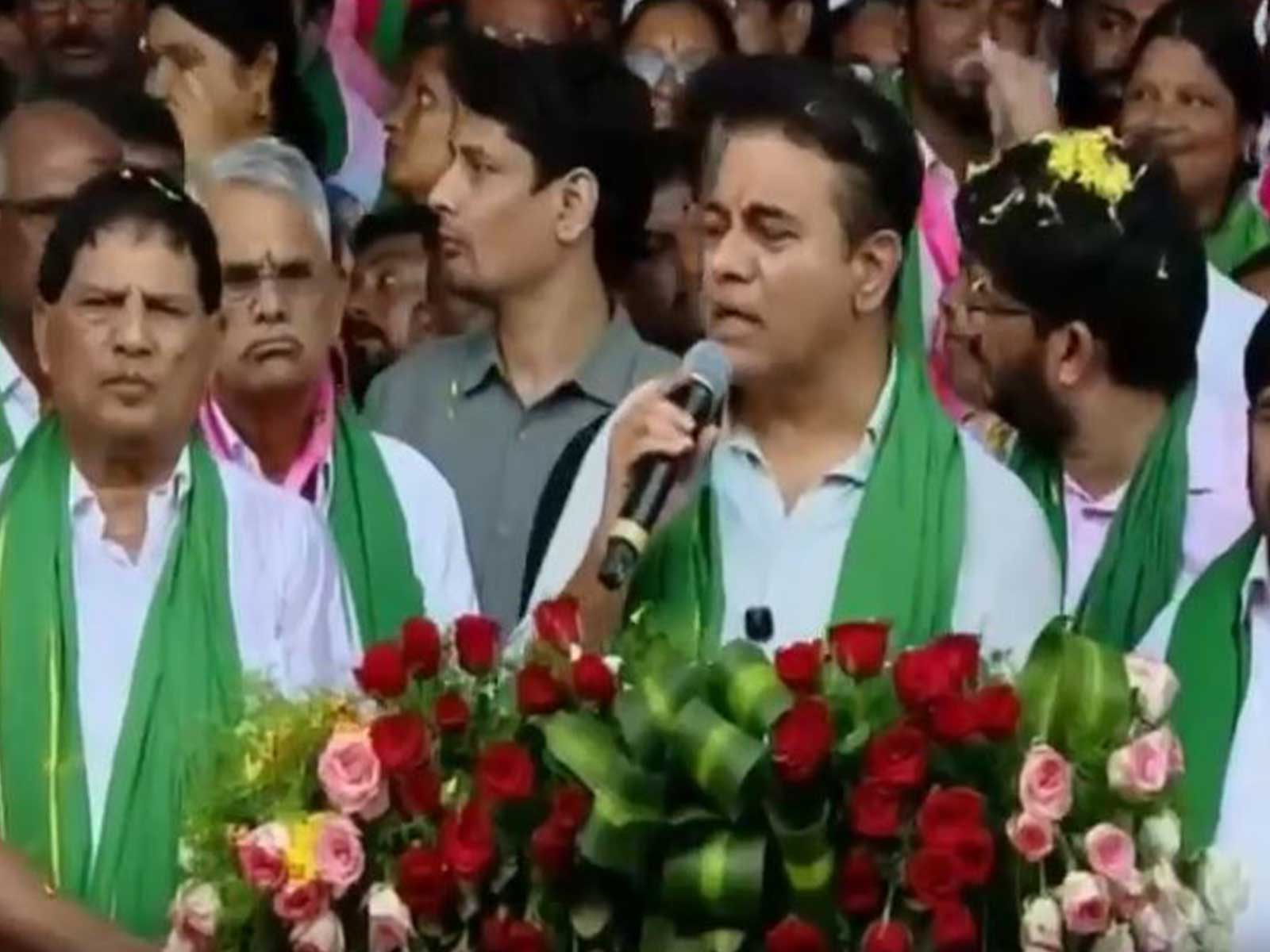 KTR address Miryalaguda farmers’ protest (Photo/ANI)