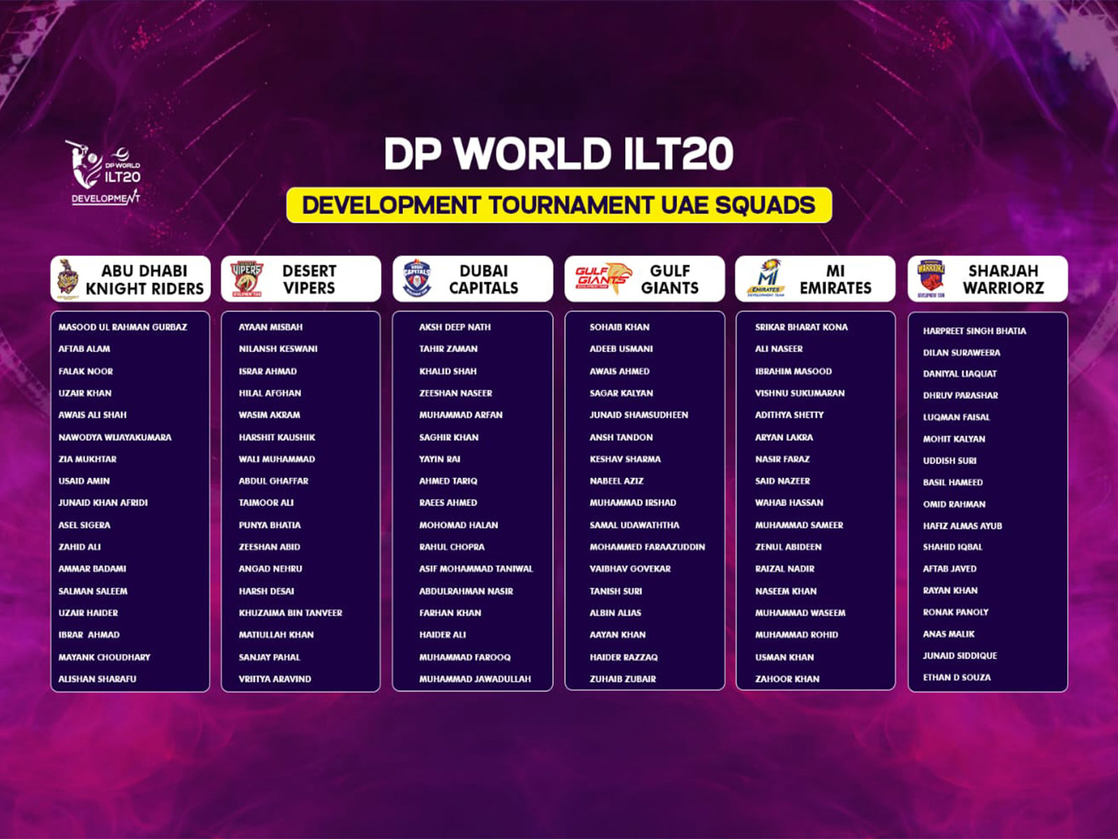 International League T20 squads. (Photo/ILT20)
