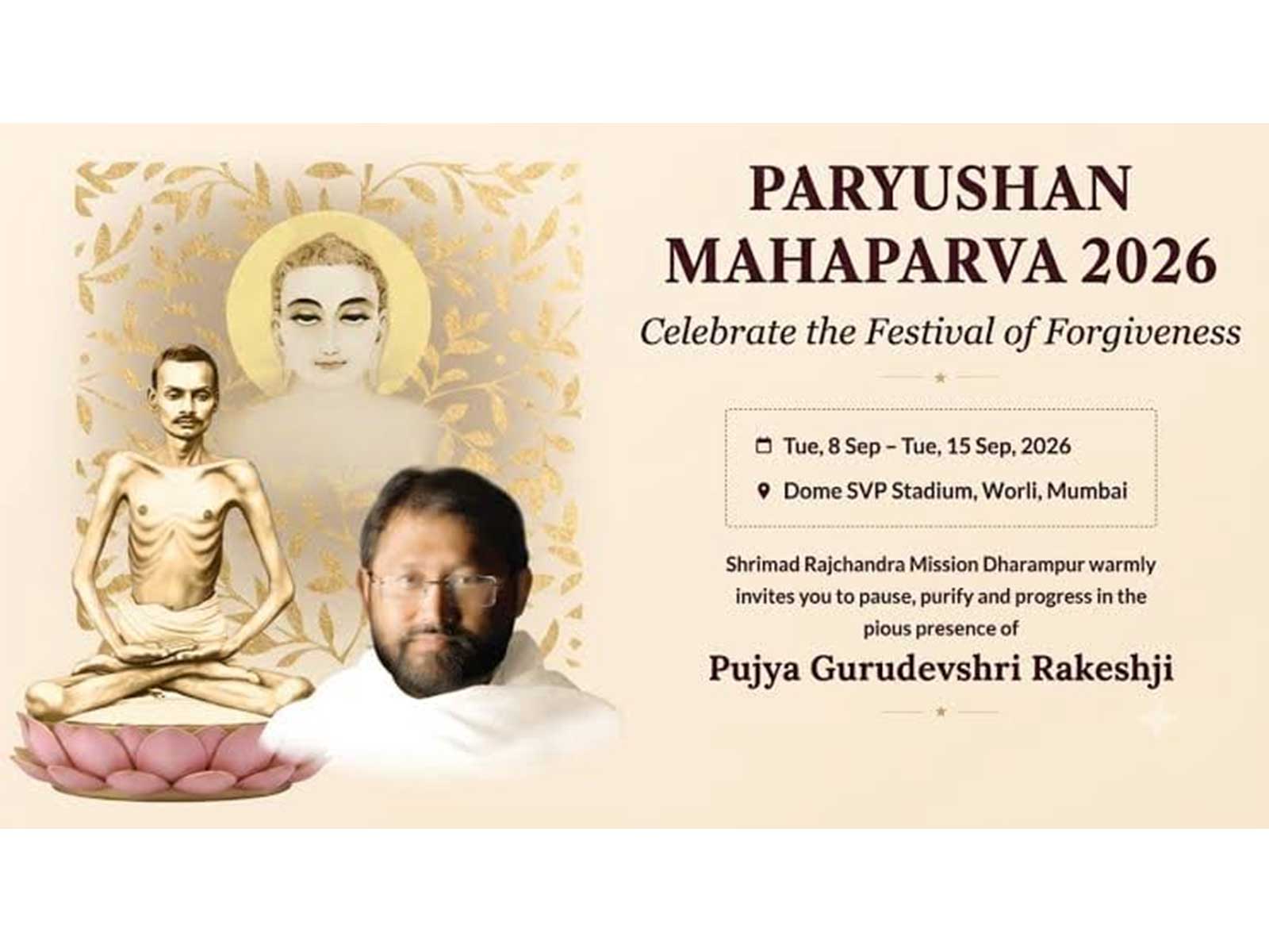 Shrimad Rajchandra Mission Dharampur to Observe Paryushan Mahaparva 2026 in Mumbai from 8 to 15 September