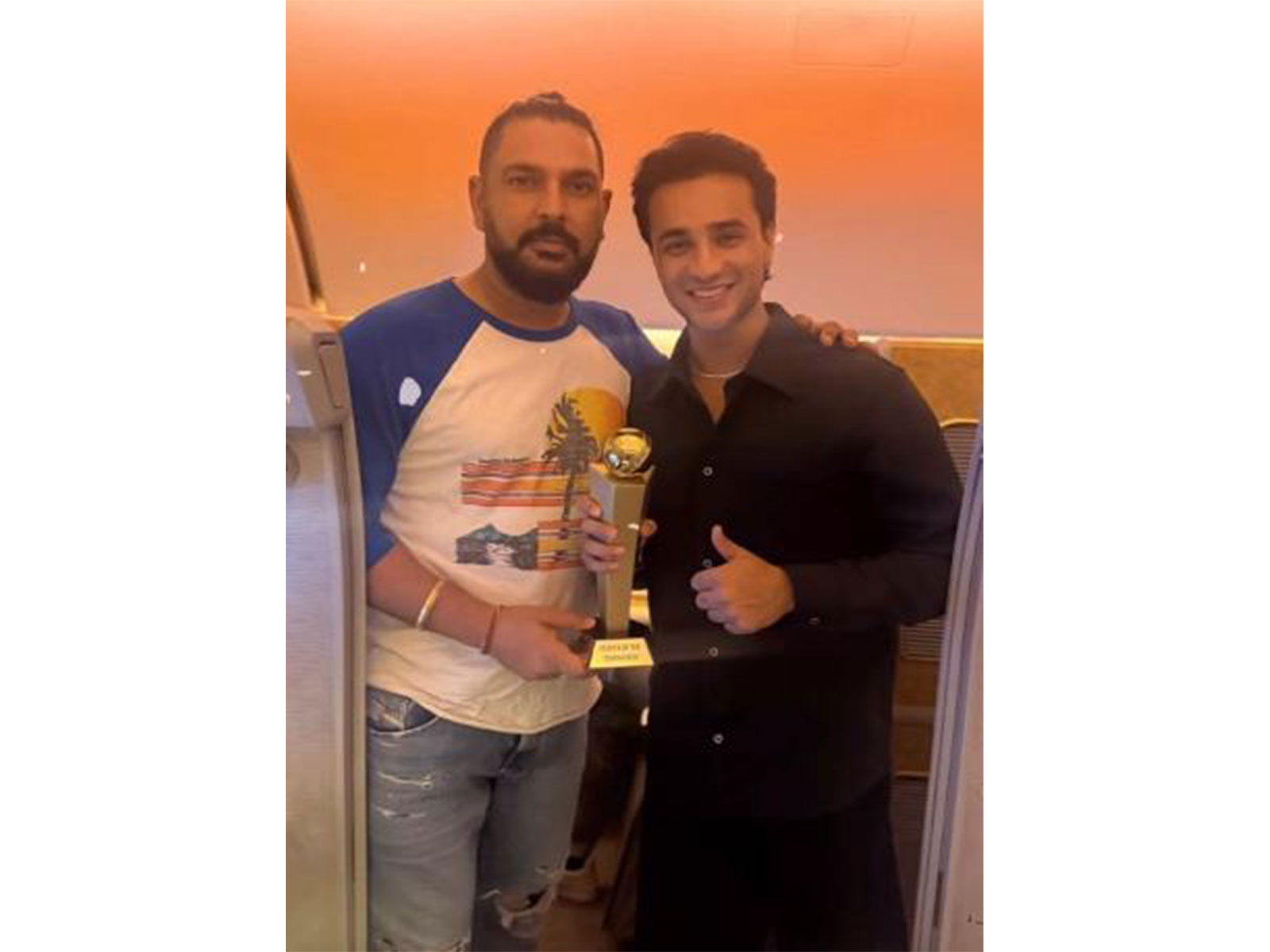 Yuvraj Singh (L) with Abhishek Sharma. (Photo: Instagram/ Yuvraj Singh)