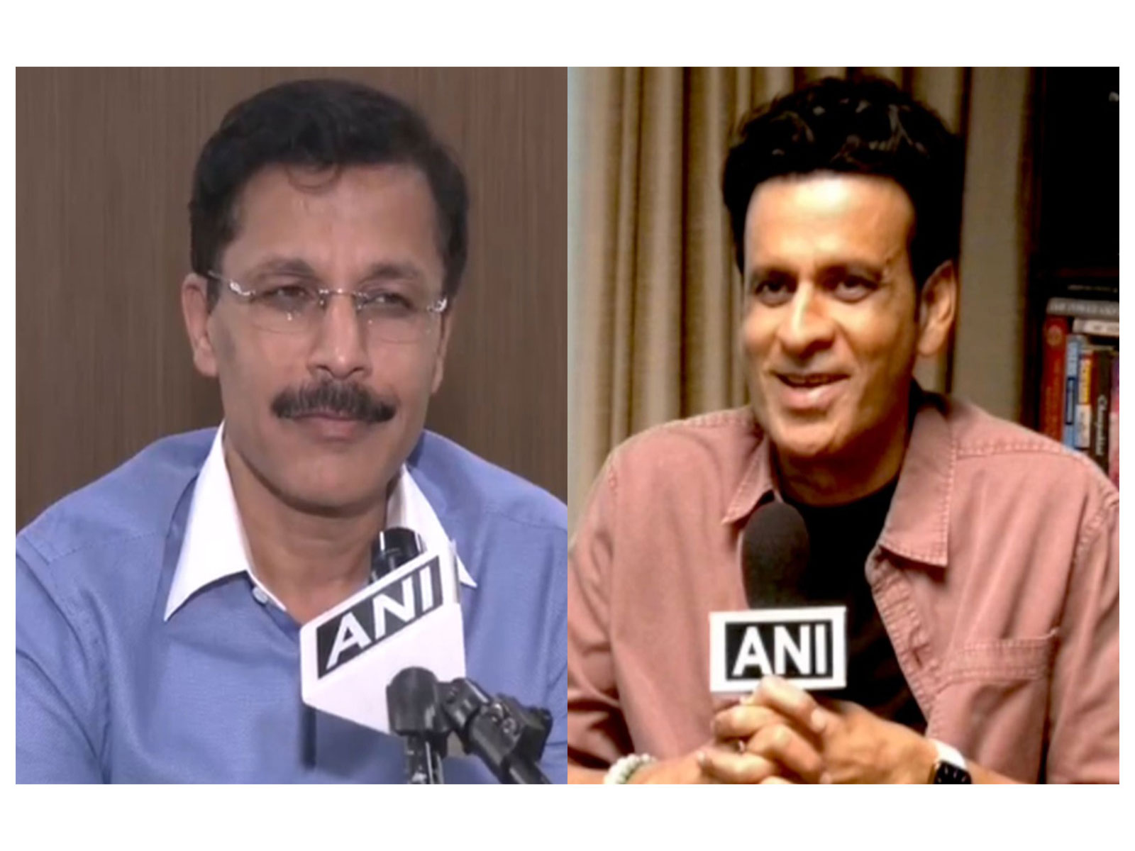 Maharashtra FDA chief Tukaram Mundhe (L) Manoj Bajpayee (R) (Photos/ANI)