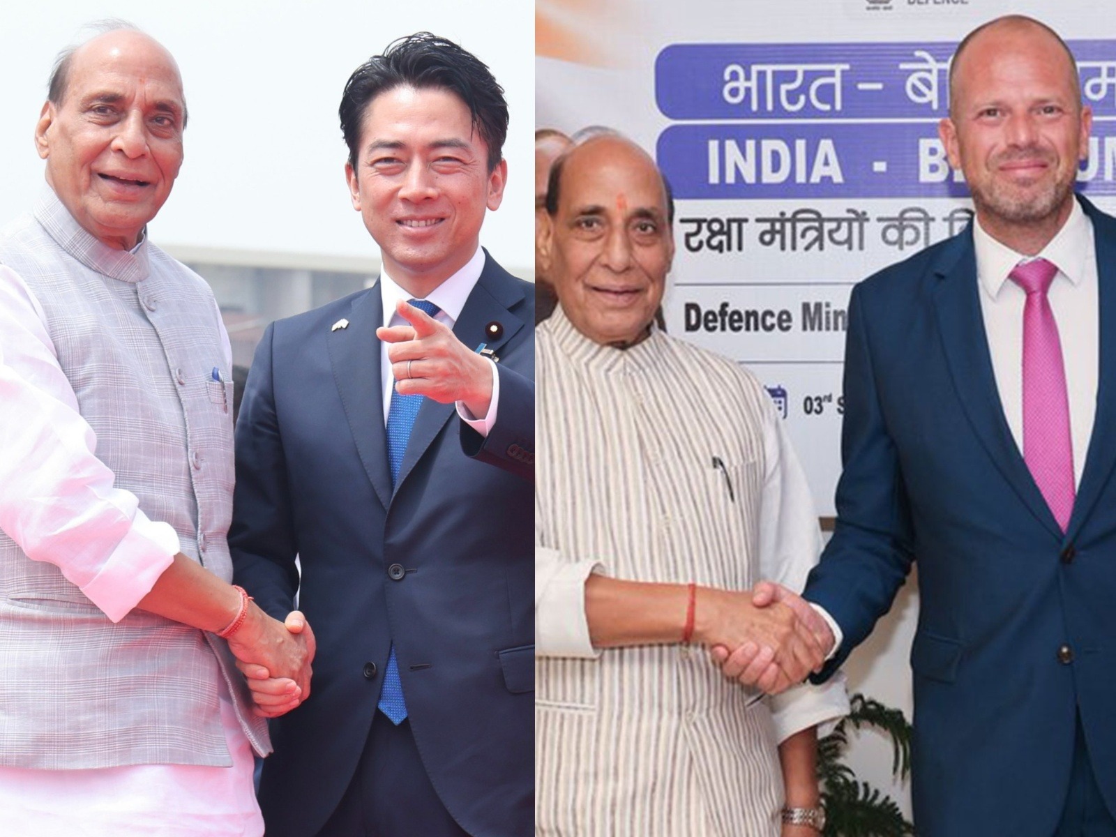 Defence Minister Rajnath Singh and his Japanese and Belgian counterparts  Shinjiro Rokoiz and Theo Francken (Photos/X/@rajnathsingh)